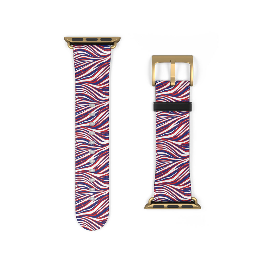 Wavy Red White Blue Pattern Watch Band — Abstract Striped Apple Watch Strap