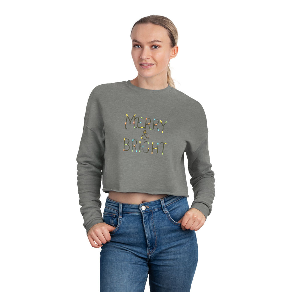 Merry & Bright Cropped Sweatshirt | Holiday Light Typography