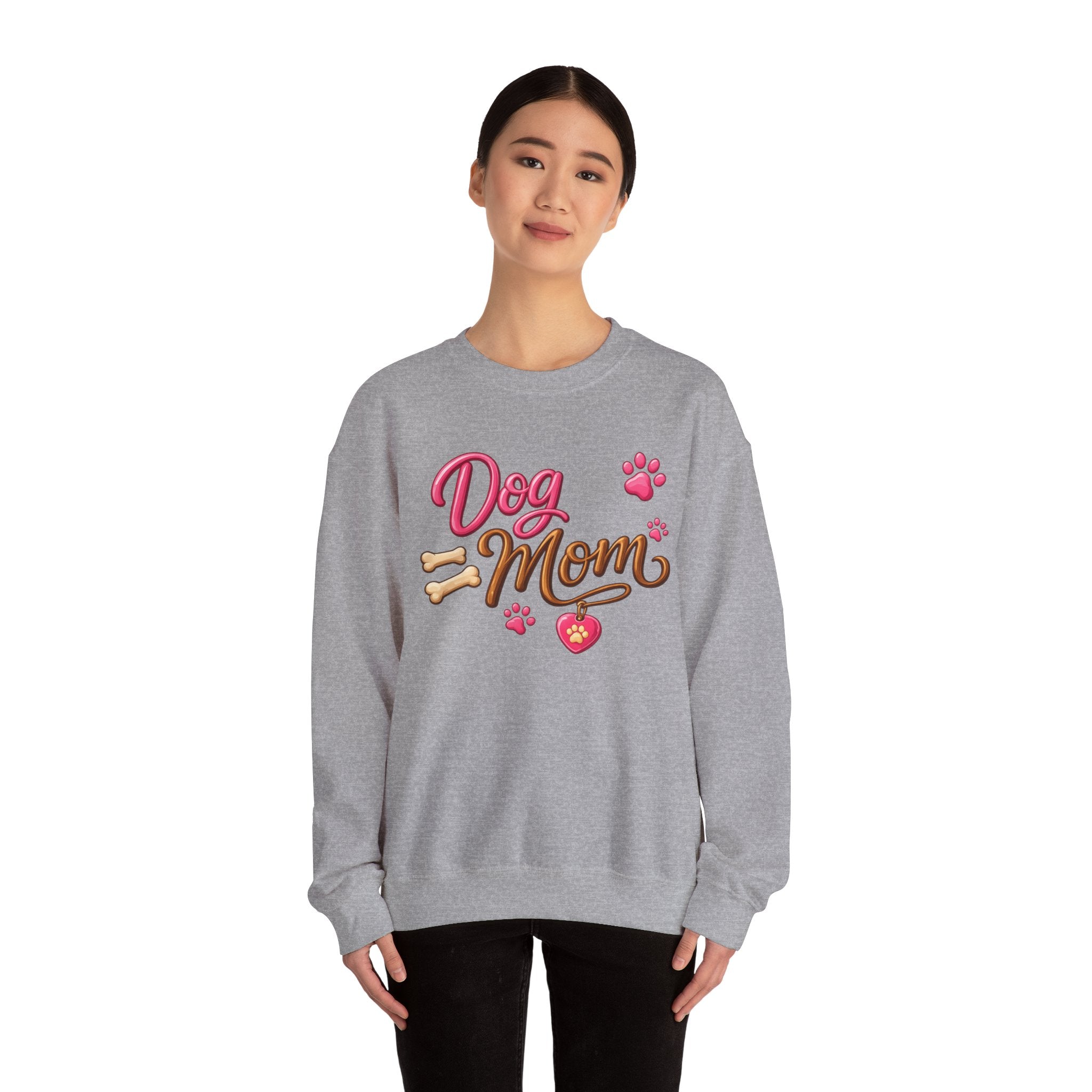 Dog Mom sweatshirt | paw prints, bones, heart tag