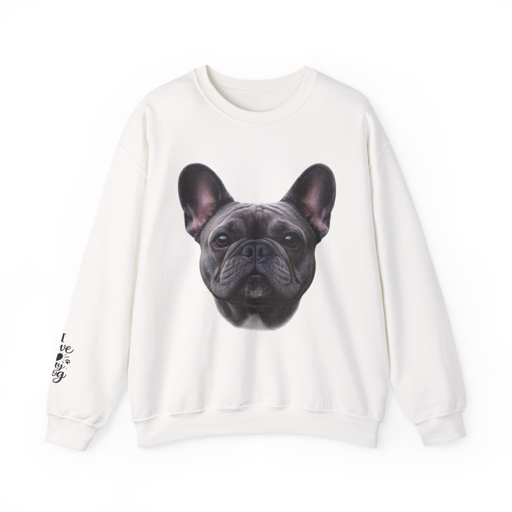 Black French Bulldog Face Sweatshirt | Frenchie Portrait Crewneck