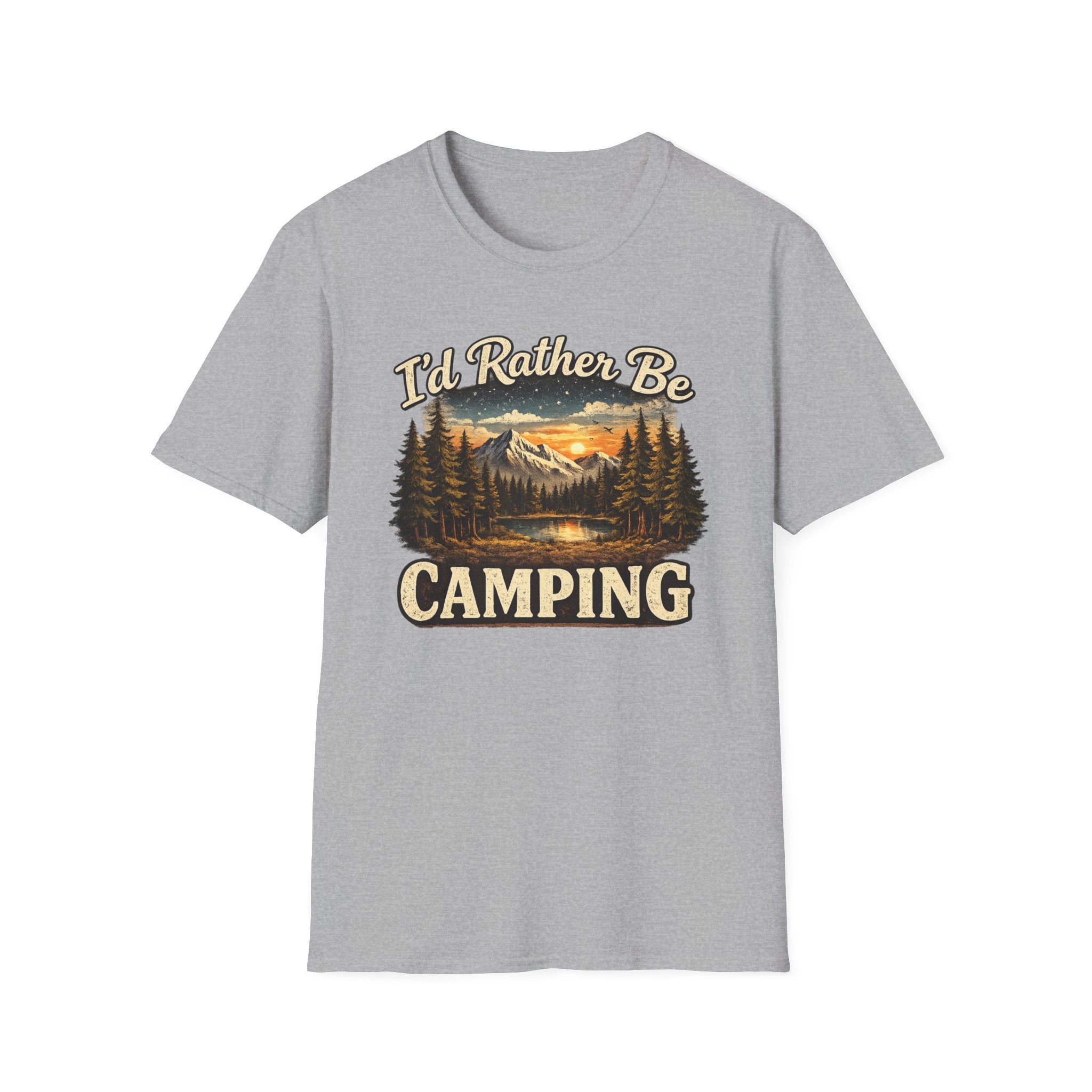 I'd Rather Be Camping T-Shirt | Mountain Forest Sunset Camping Shirt
