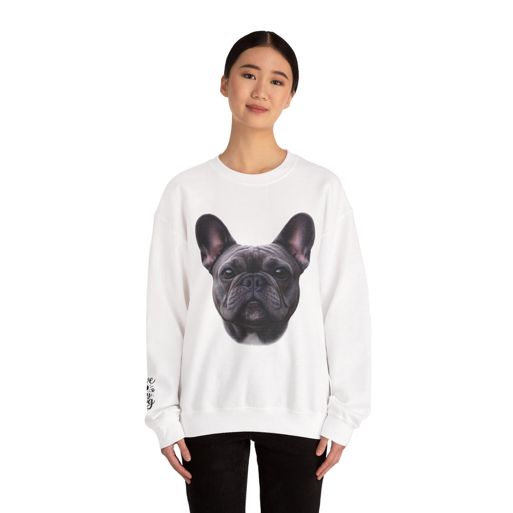 Black French Bulldog Face Sweatshirt | Frenchie Portrait Crewneck