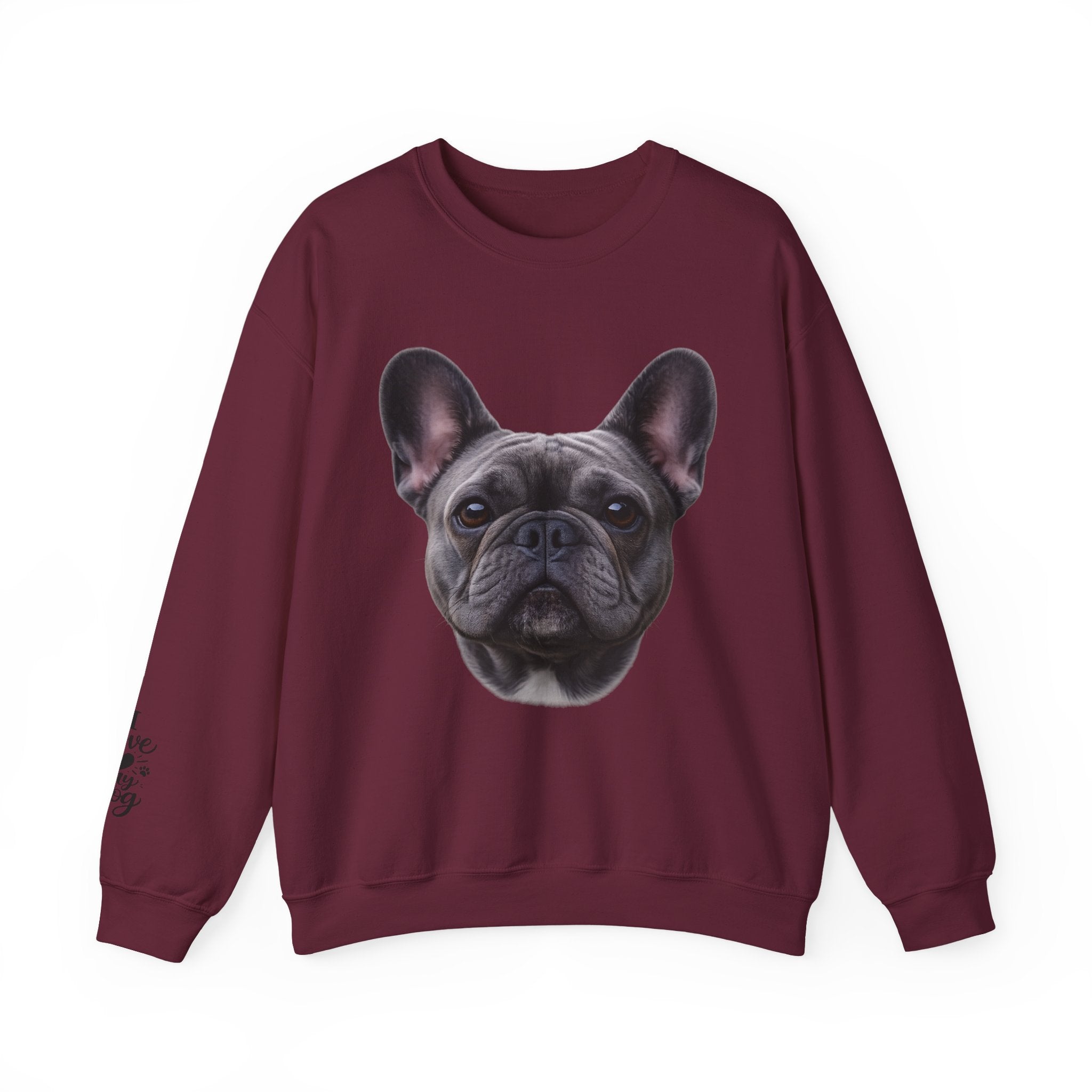Black French Bulldog Face Sweatshirt | Frenchie Portrait Crewneck