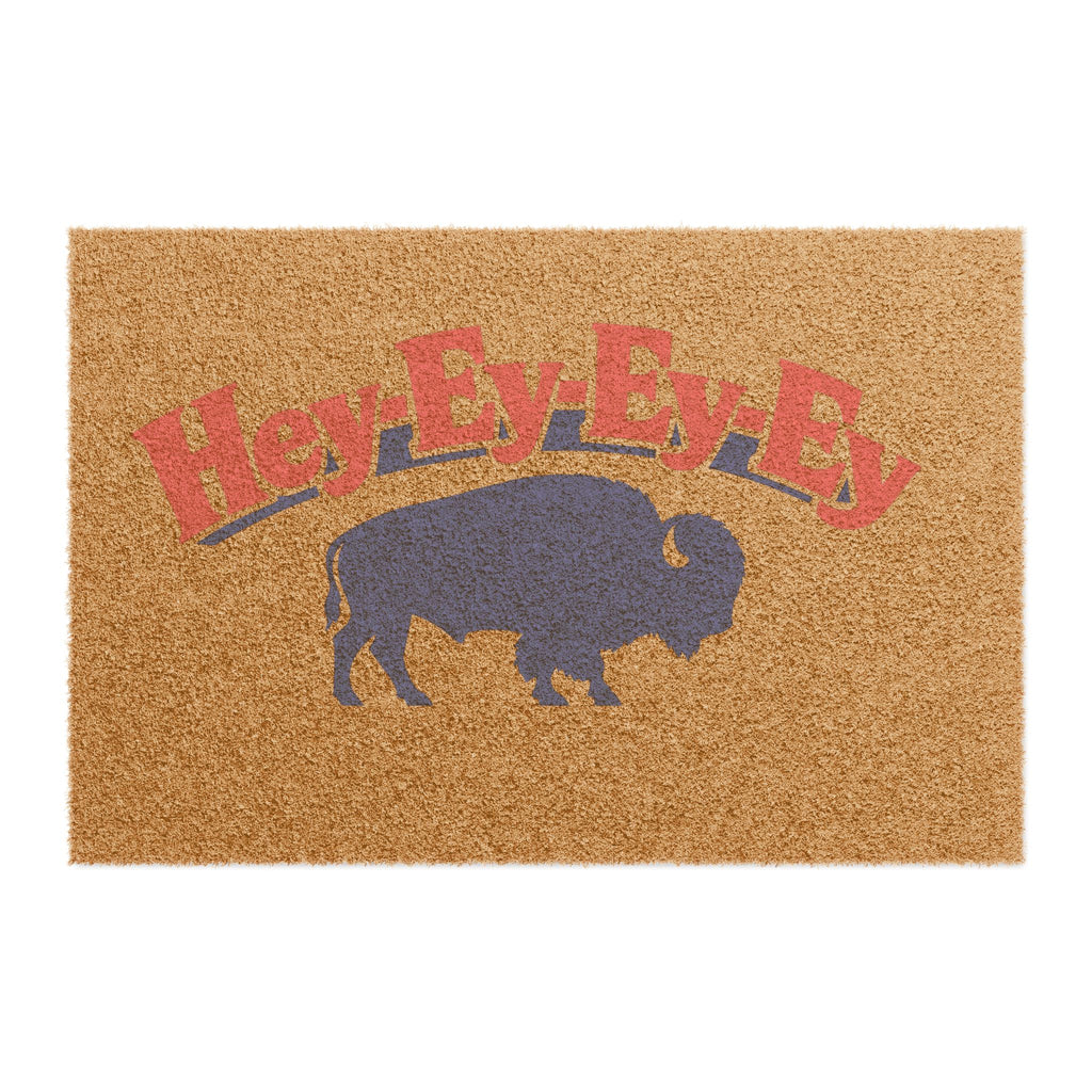 Hey Ey Ey Ey Buffalo Doormat | Rustic Buffalo Silhouette Welcome Mat