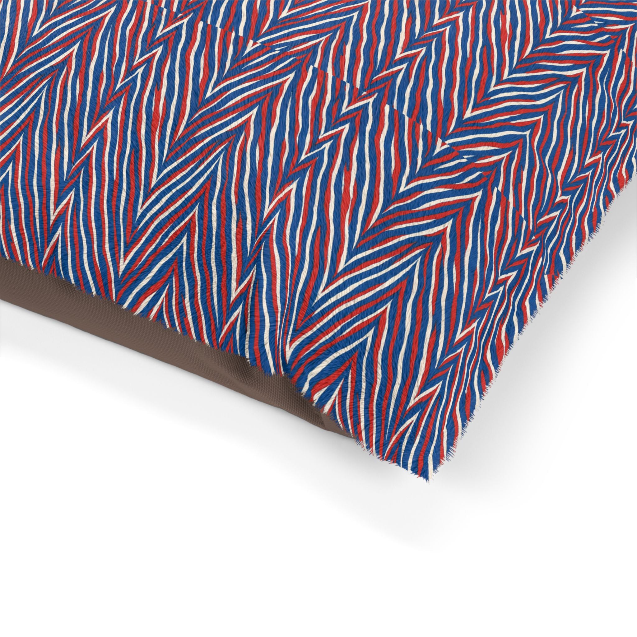 Red Blue Chevron Pattern Pet Bed | Striped Zigzag Dog Cushion