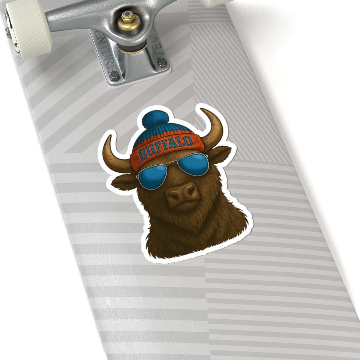 Buffalo Head sticker | Kiss-Cut Sticker, winter beanie sunglasses