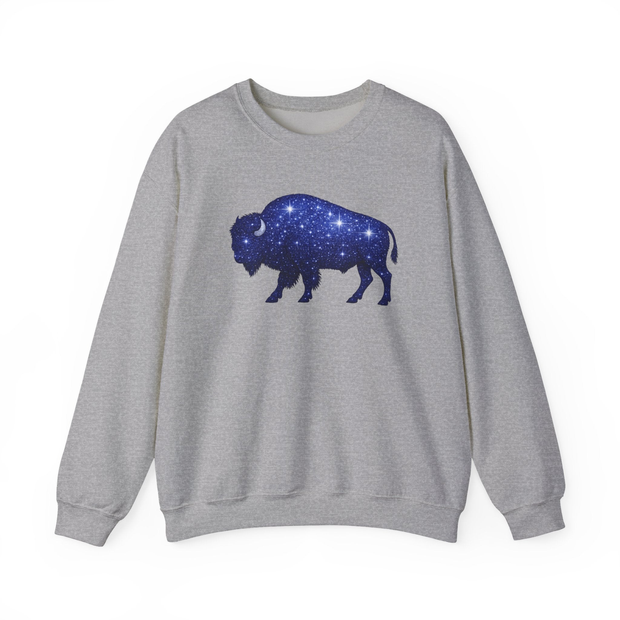 Starry Buffalo Crewneck Sweatshirt | Galaxy Bison Silhouette
