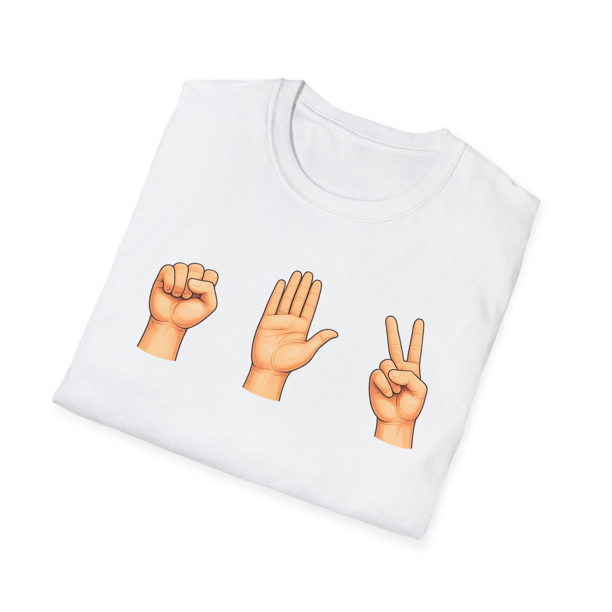 Rock Paper Scissors T-Shirt | Hand Emoji Design, Casual Tee