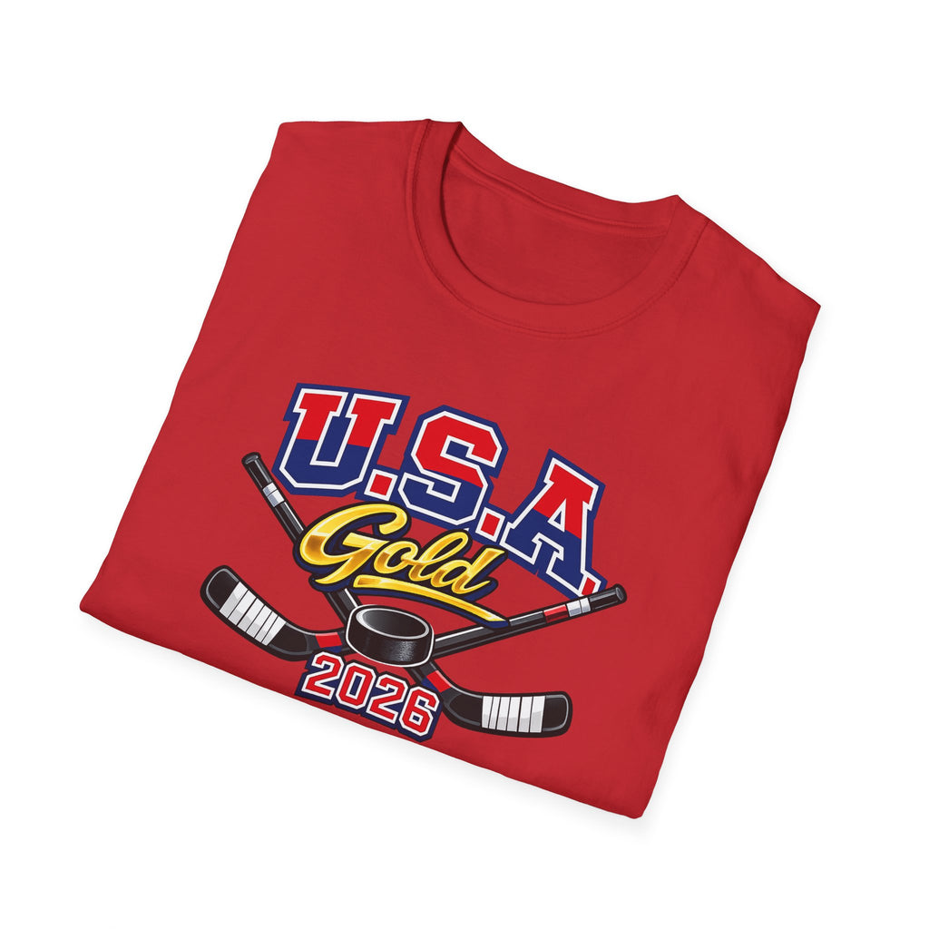 USA Gold 2026 Hockey T-Shirt — Patriotic Ice Hockey Tee