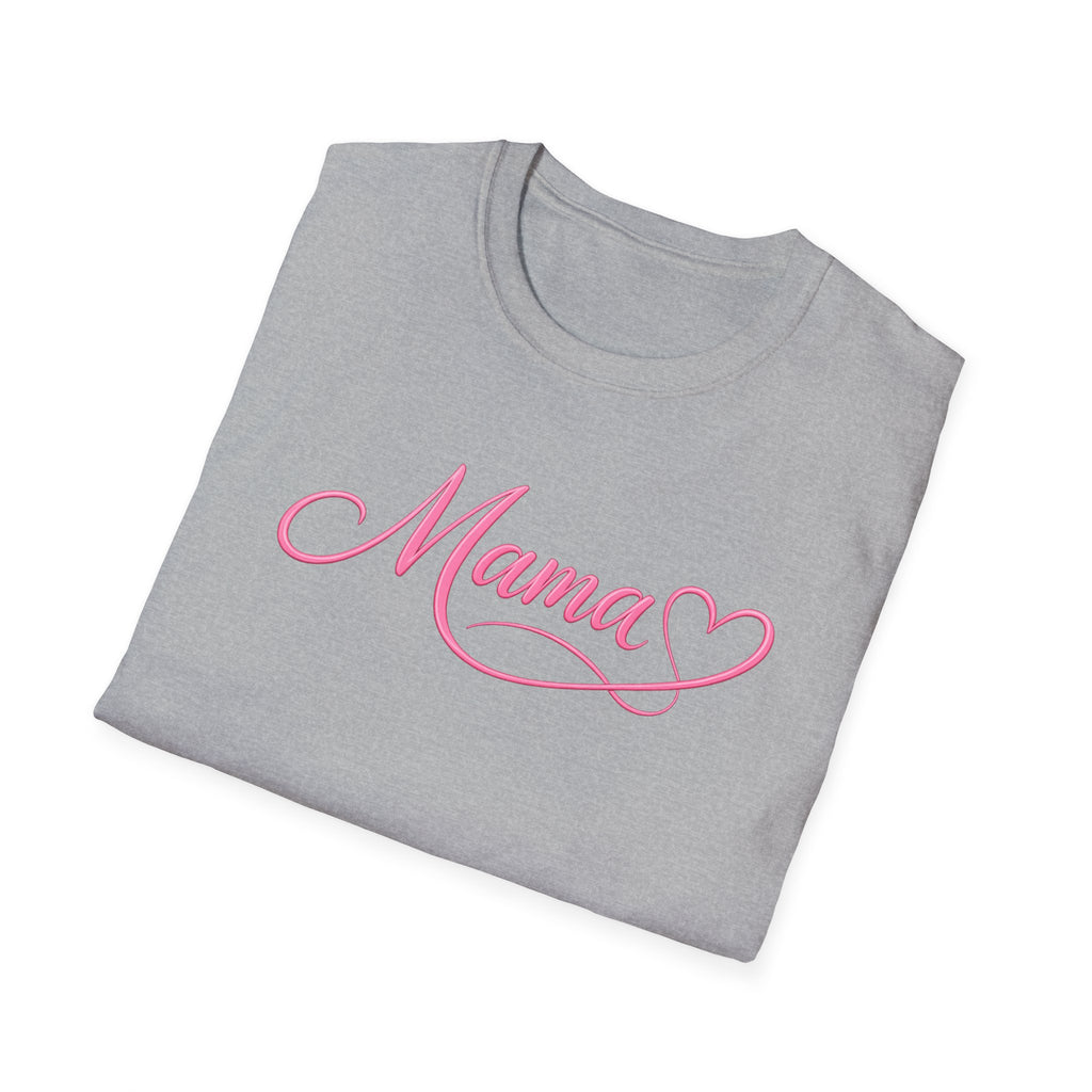 Mama Heart T-Shirt — Pink Script "Mama" Mother's Day Tee