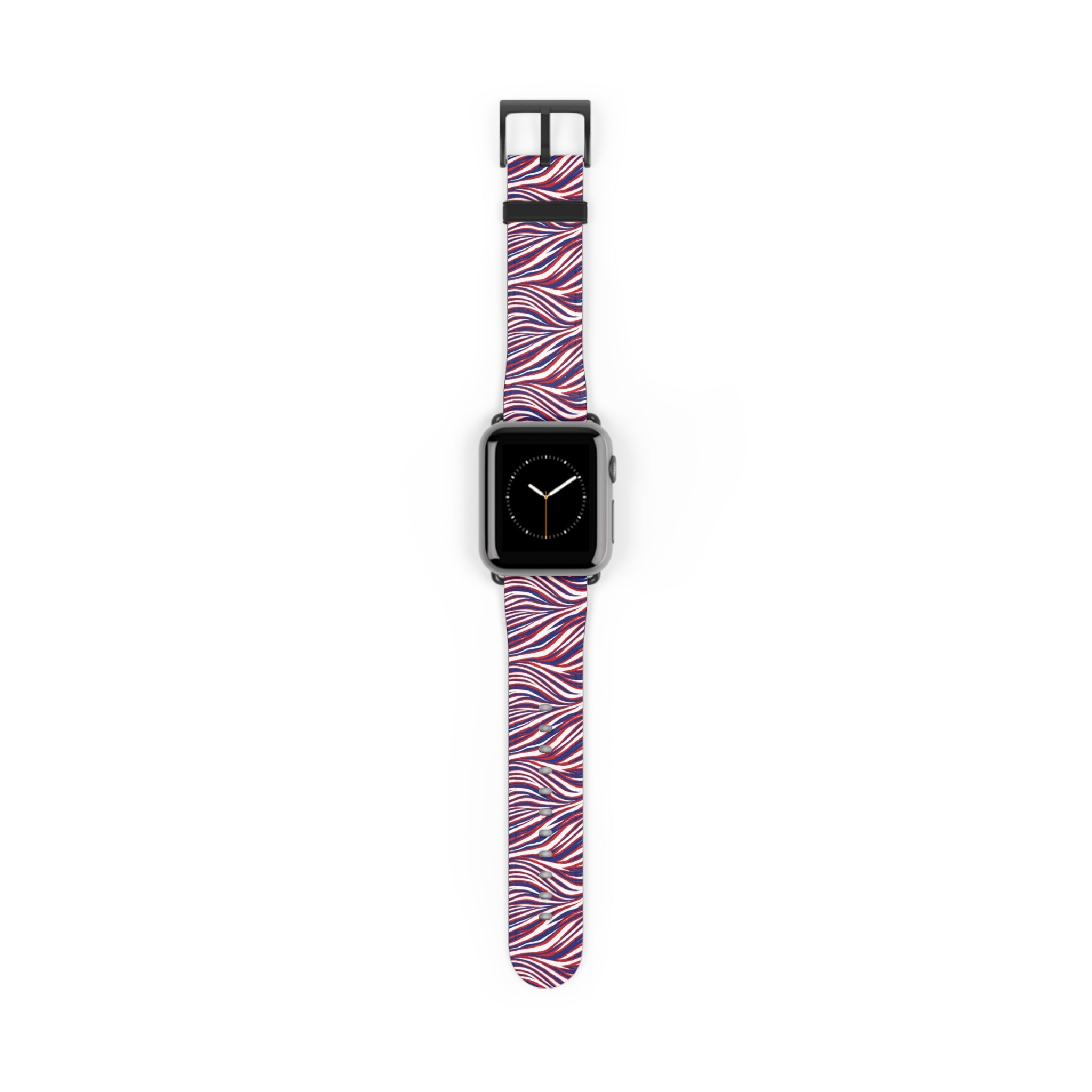 Wavy Red White Blue Pattern Watch Band — Abstract Striped Apple Watch Strap