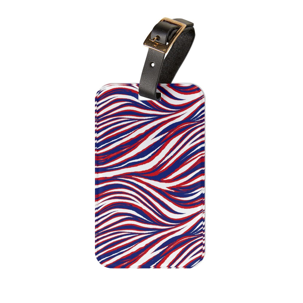 Buffalo Red White Blue Stripe Luggage Tag | Swirl Design
