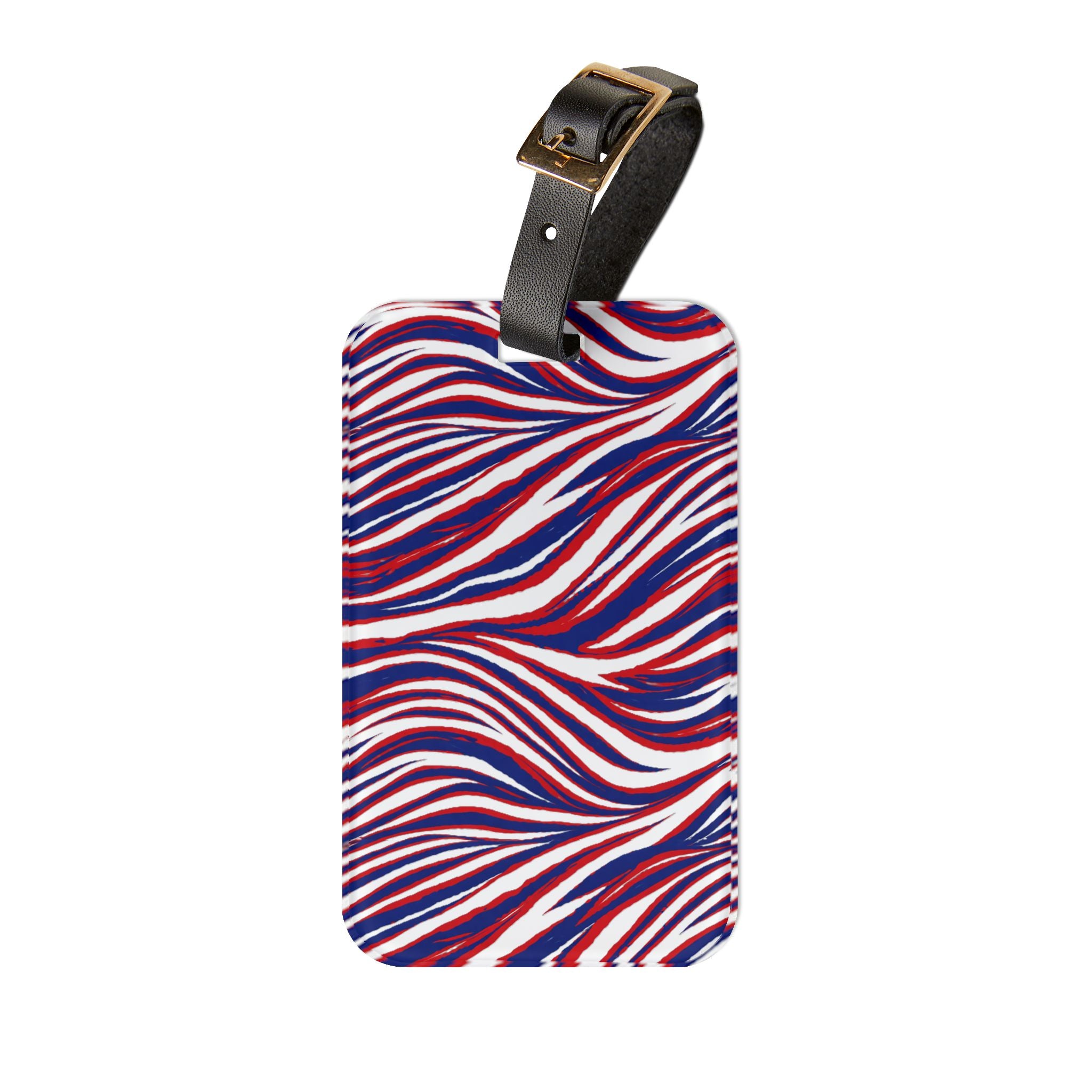 Buffalo Red White Blue Stripe Luggage Tag | Swirl Design