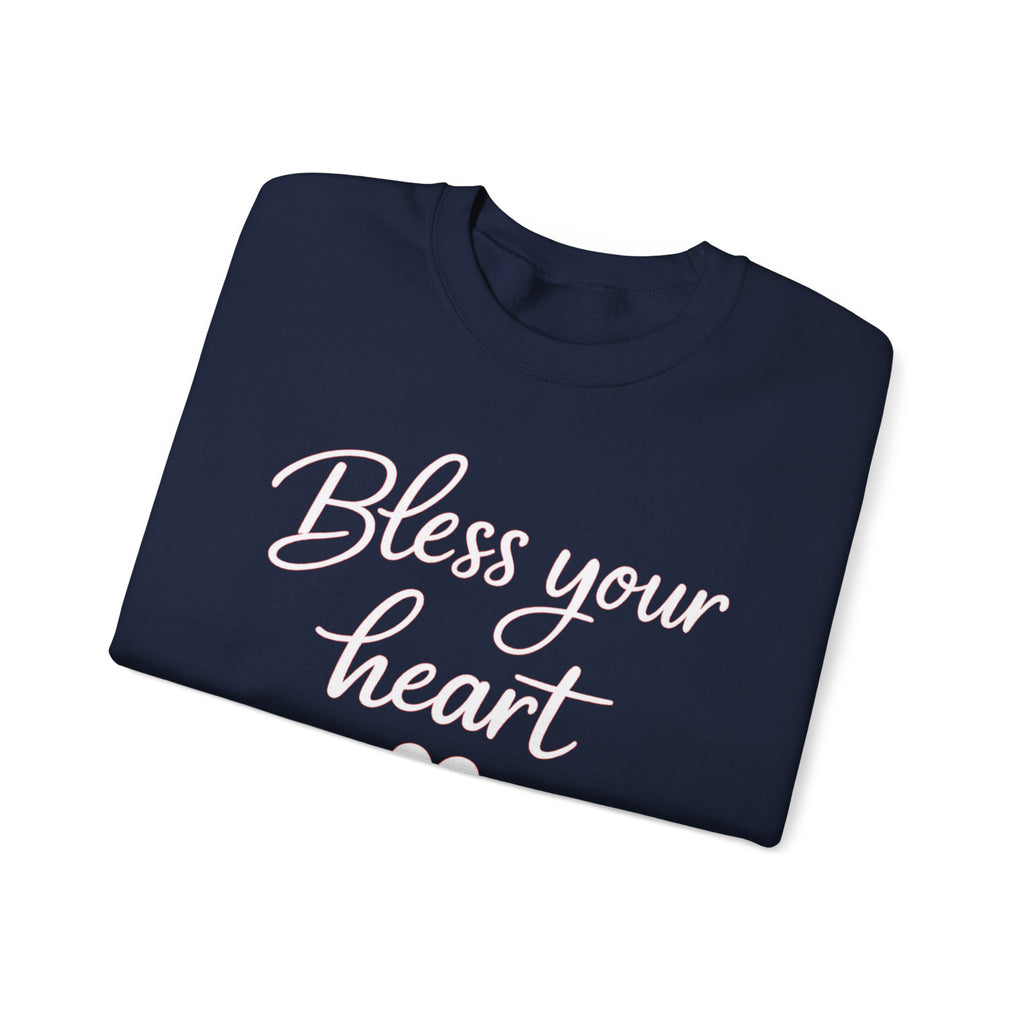 Bless Your Heart crewneck sweatshirt | Script text with heart design