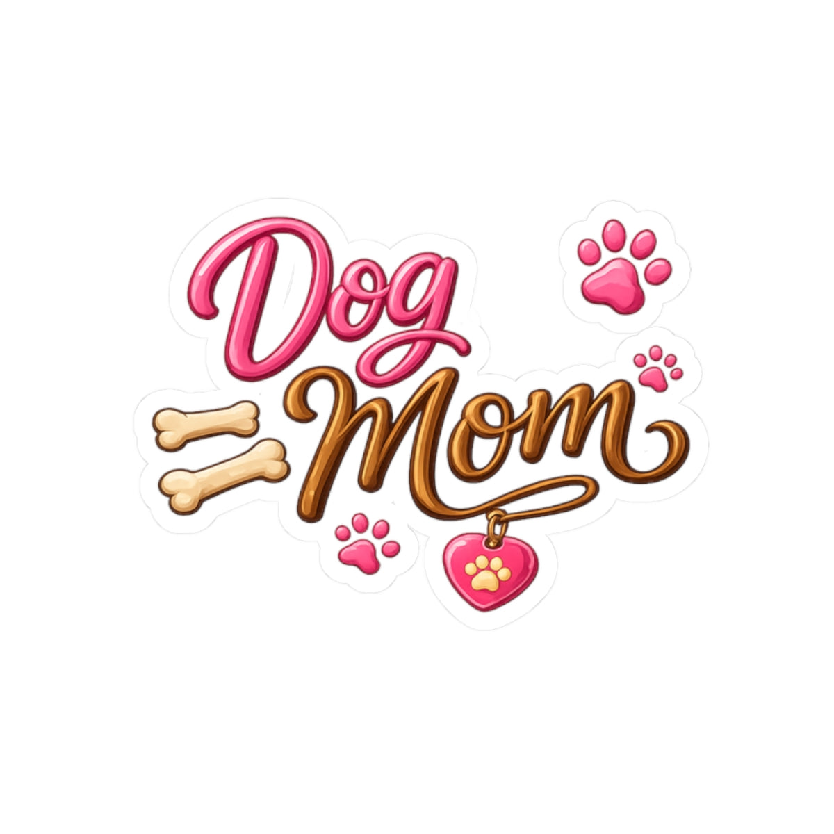 Dog Mom kiss-cut Sticker | paw prints, bones, heart tag
