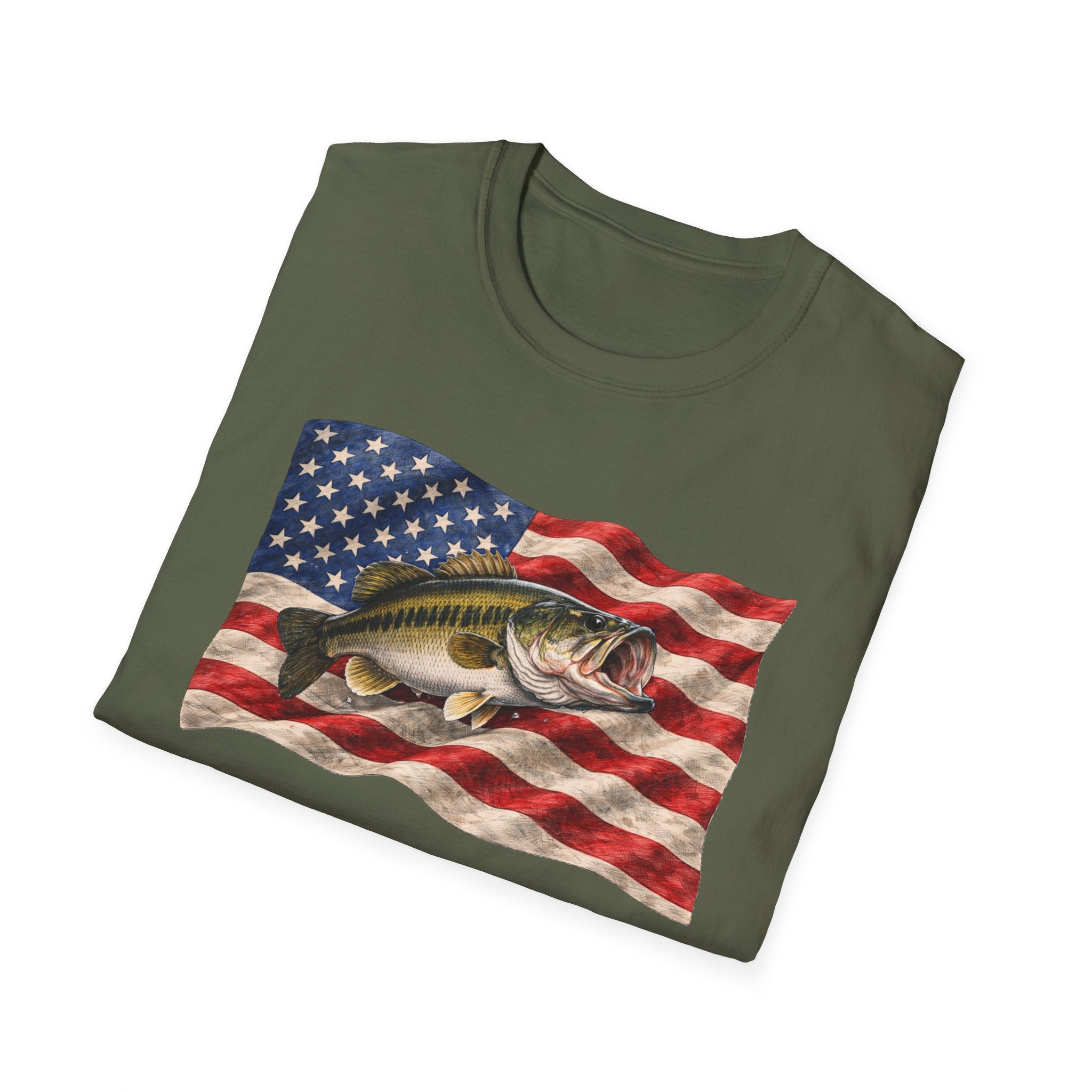 Bass American Flag Unisex Softstyle T-Shirt