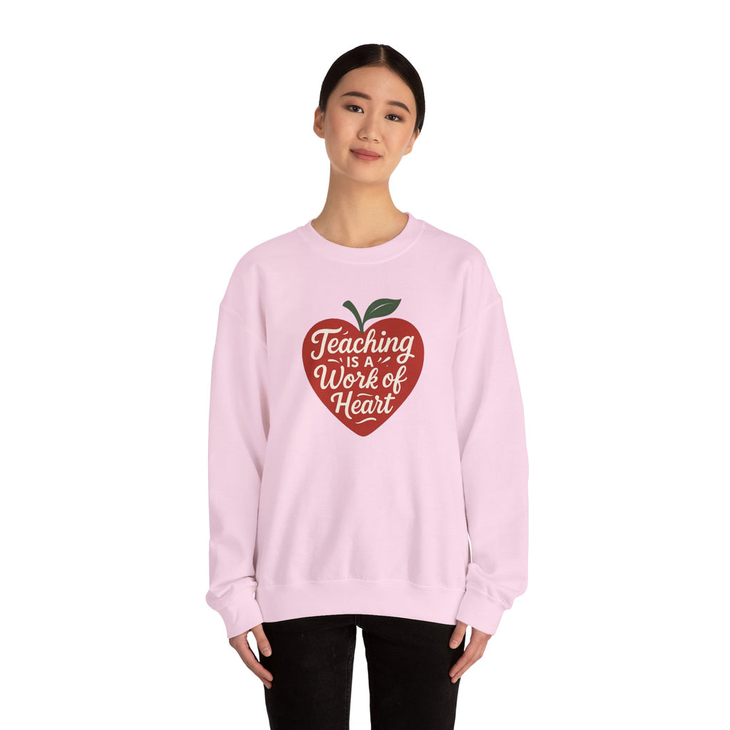 Teaching Is a Work of Heart Sweatshirt | Teacher Apple Design