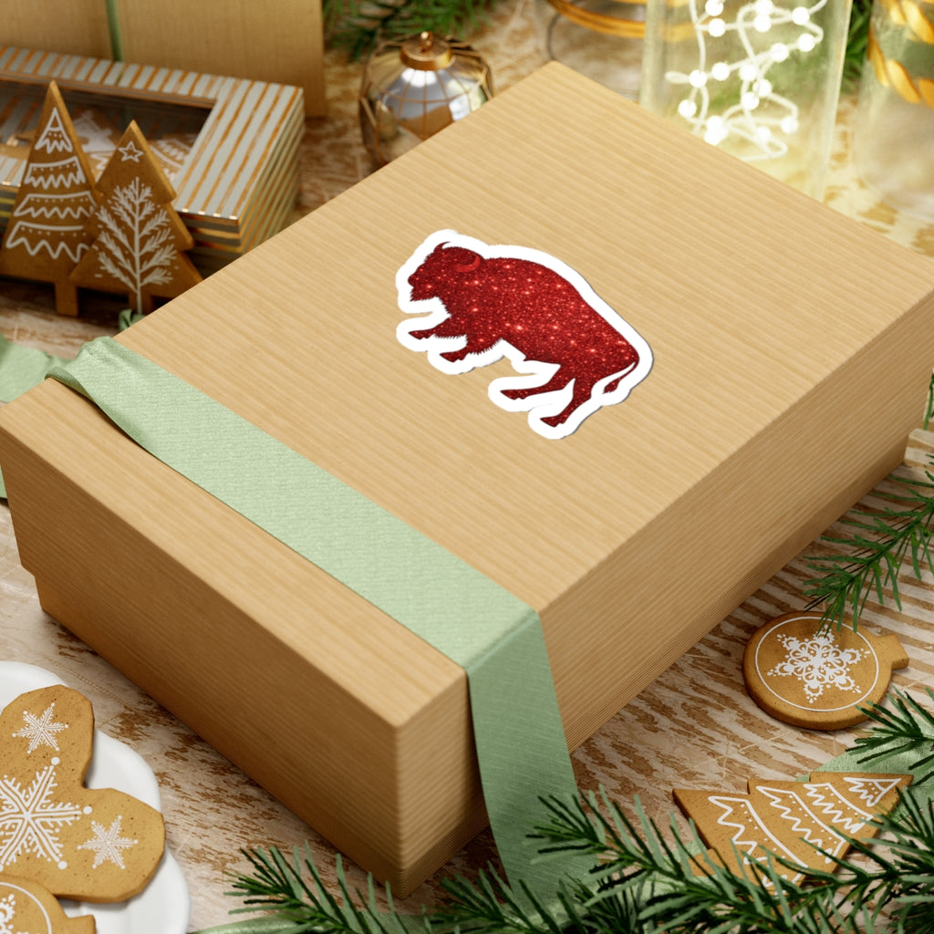 Red Glitter Buffalo Sticker | Kiss-Cut Vinyl Decal, Laptop Sticker