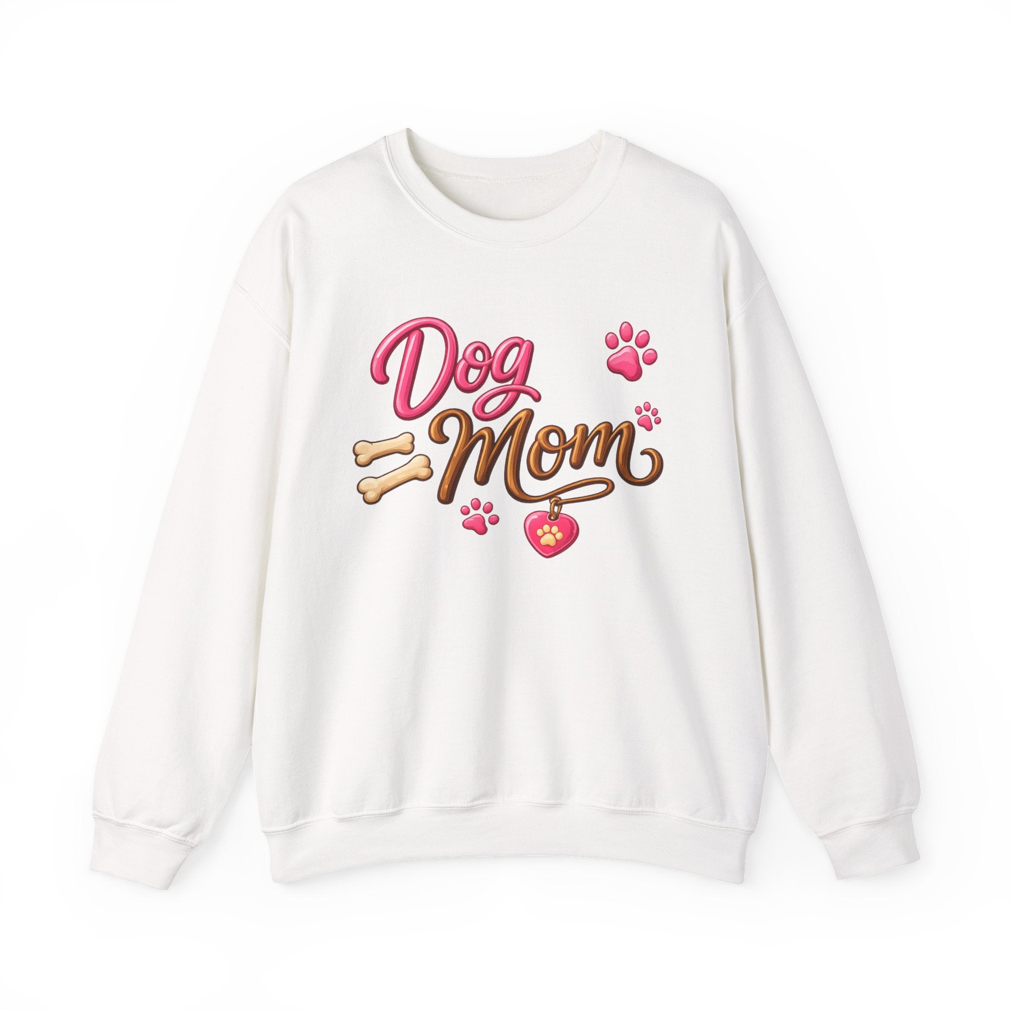 Dog Mom sweatshirt | paw prints, bones, heart tag