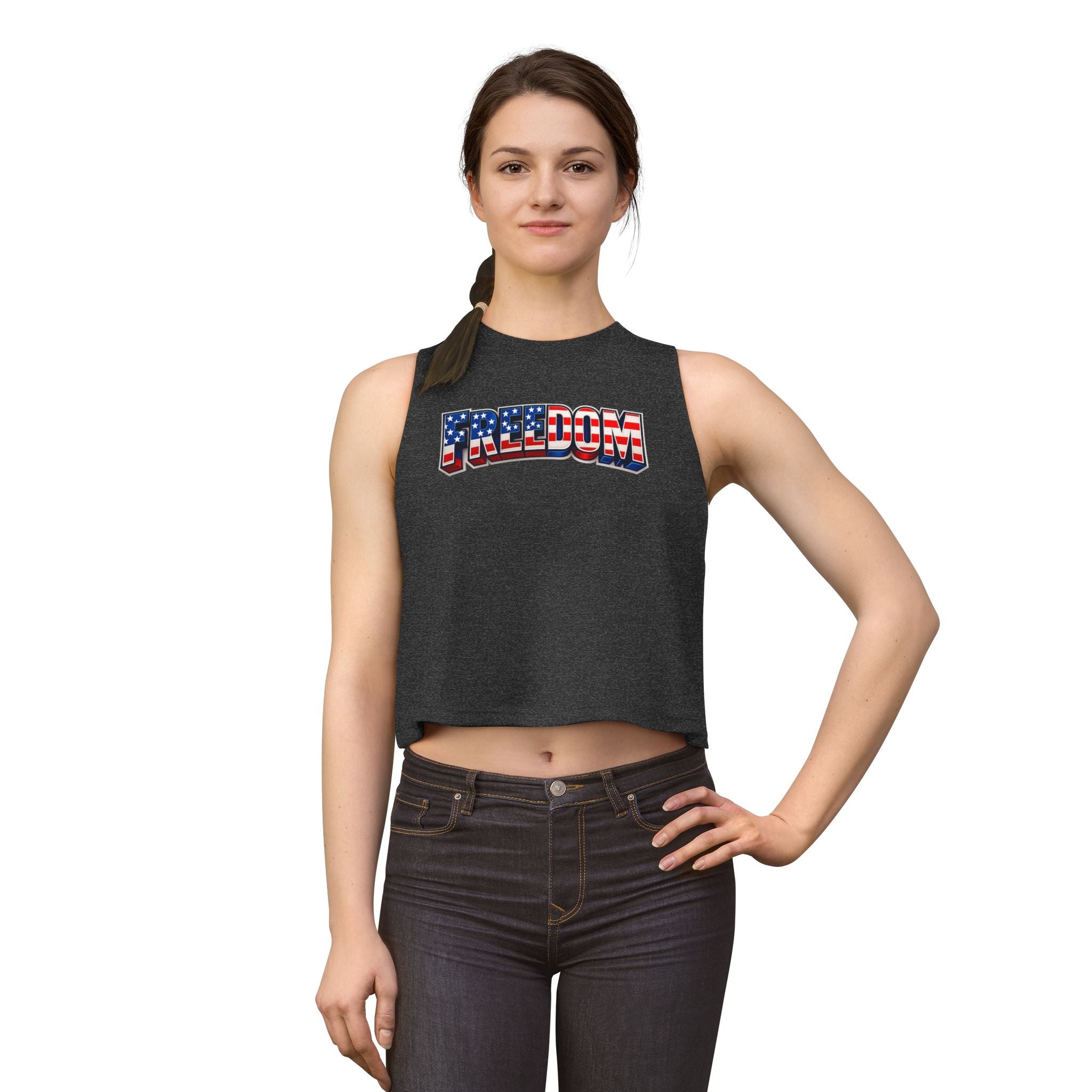 Freedom Graphic Crop Top — American Flag Patriotic Women's Tank