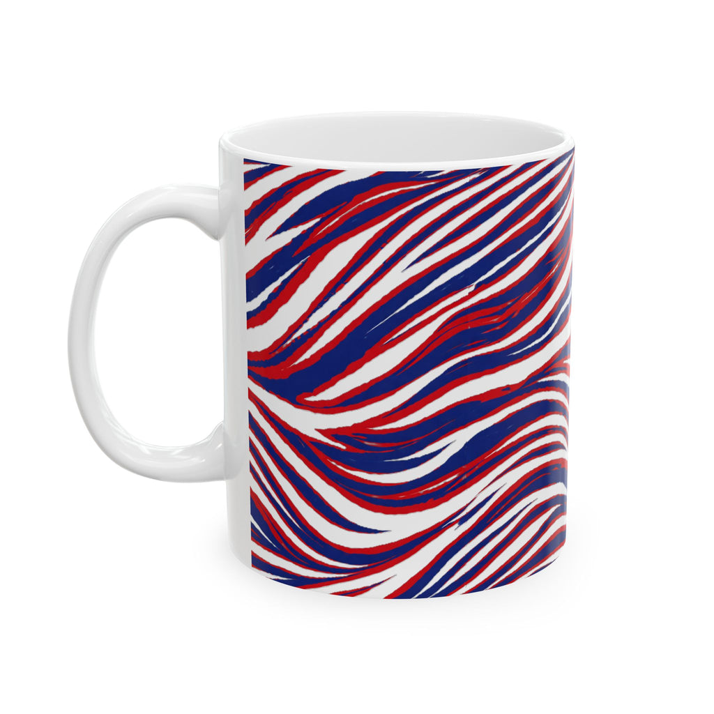 Buffalo Red White Blue Abstract Wave Mug | Ceramic Coffee Mug