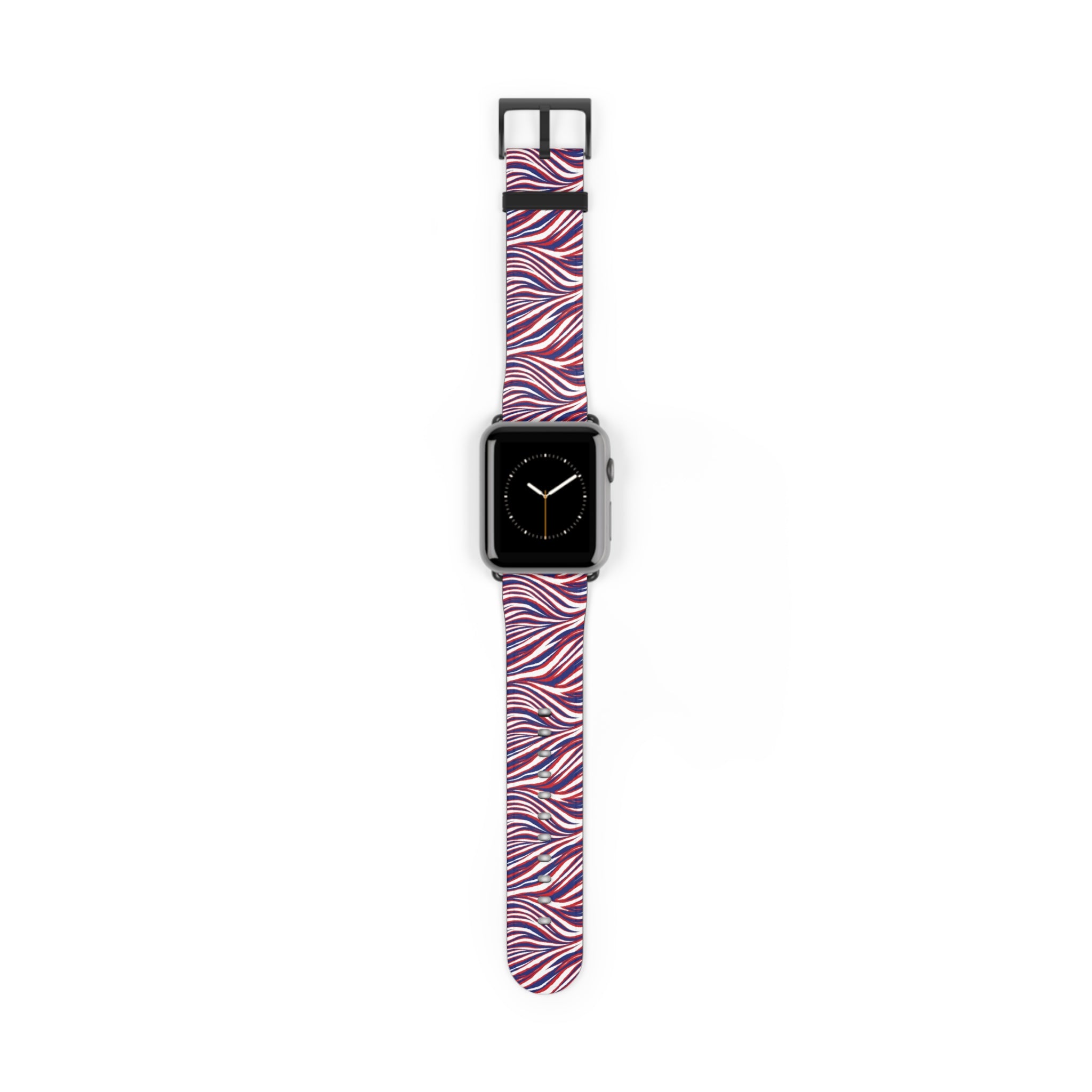 Wavy Red White Blue Pattern Watch Band — Abstract Striped Apple Watch Strap