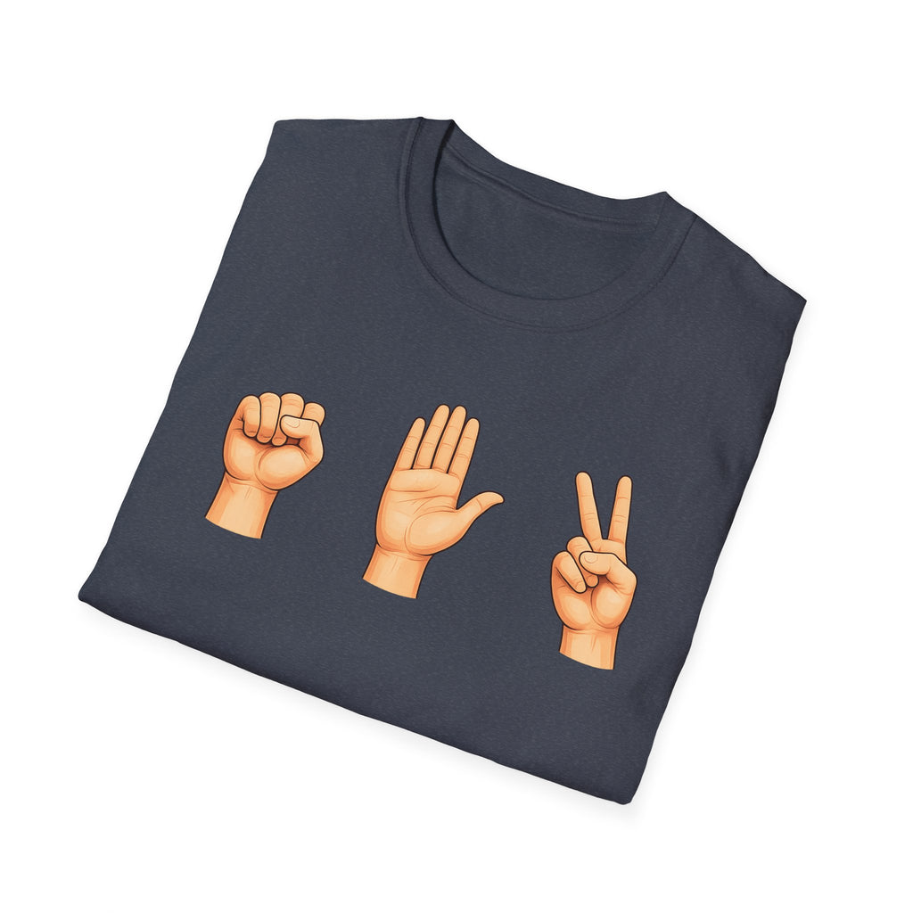 Rock Paper Scissors T-Shirt | Hand Emoji Design, Casual Tee