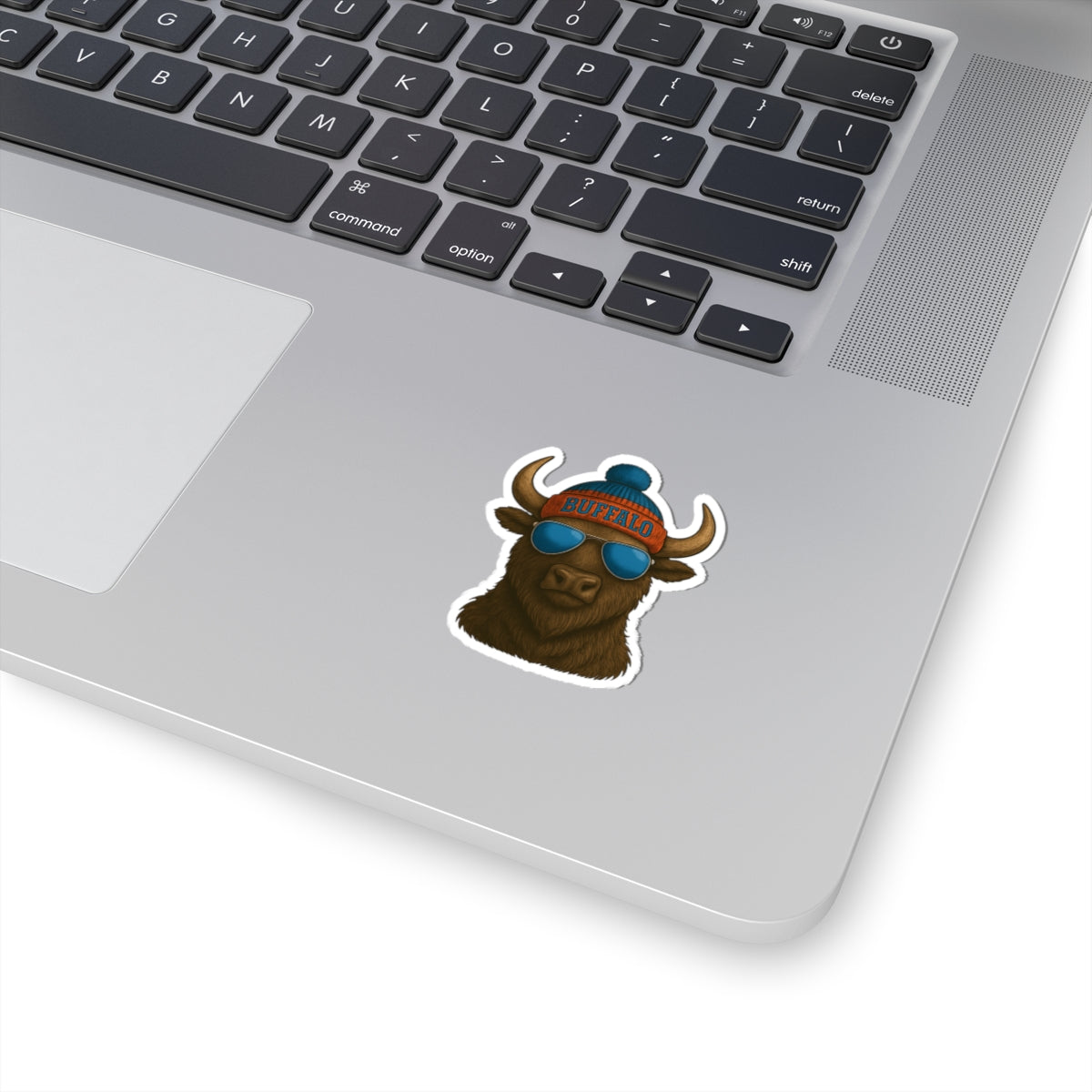Buffalo Head sticker | Kiss-Cut Sticker, winter beanie sunglasses