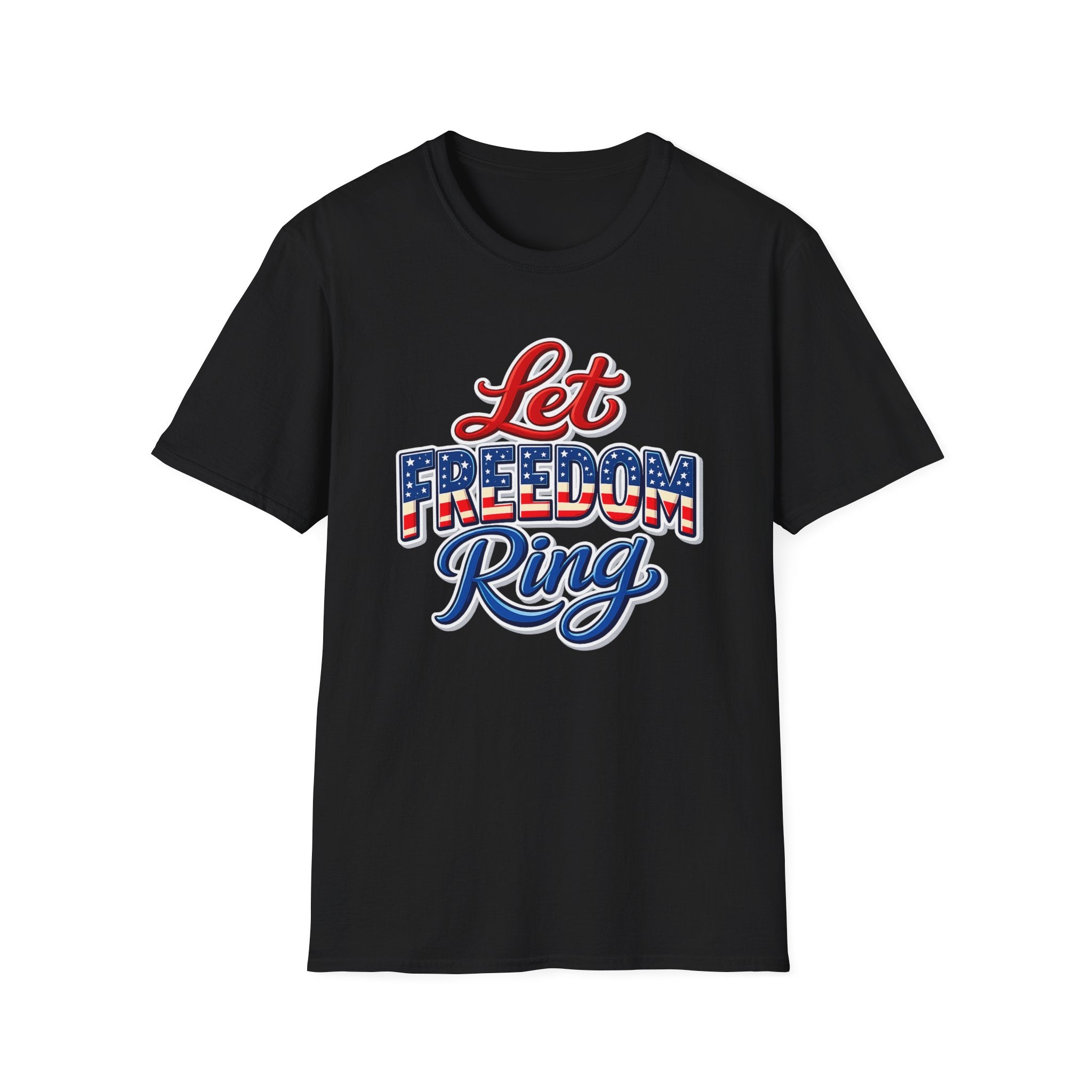 Let Freedom Ring T-Shirt | Patriotic USA Flag Typography