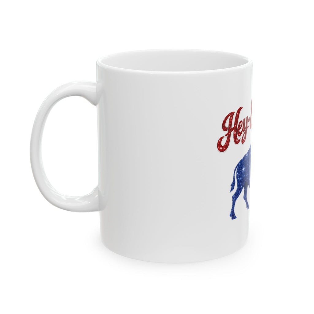 Hey-Ey-Ey-Ey Buffalo Design Mug | Starry Blue Bison Ceramic Mug