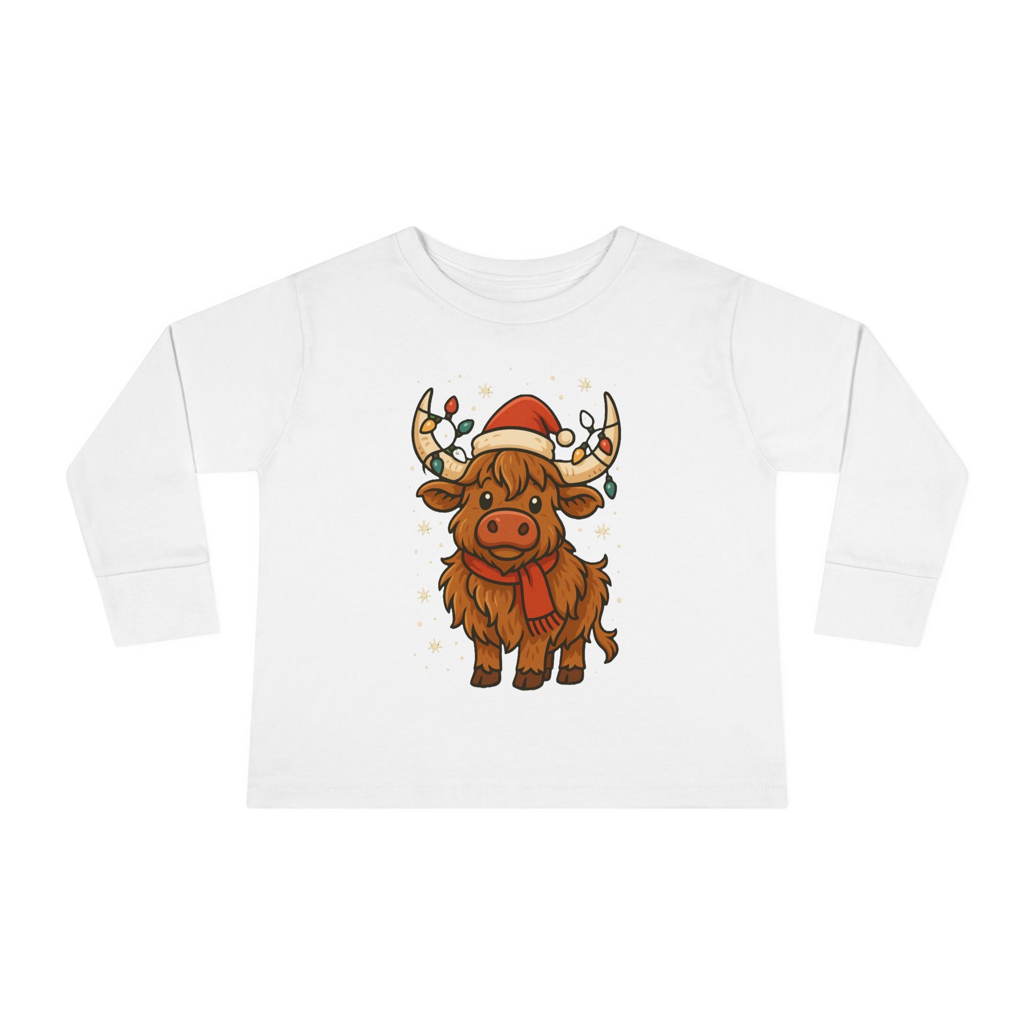 Highland Cow in Santa Hat Toddler Tee | Christmas