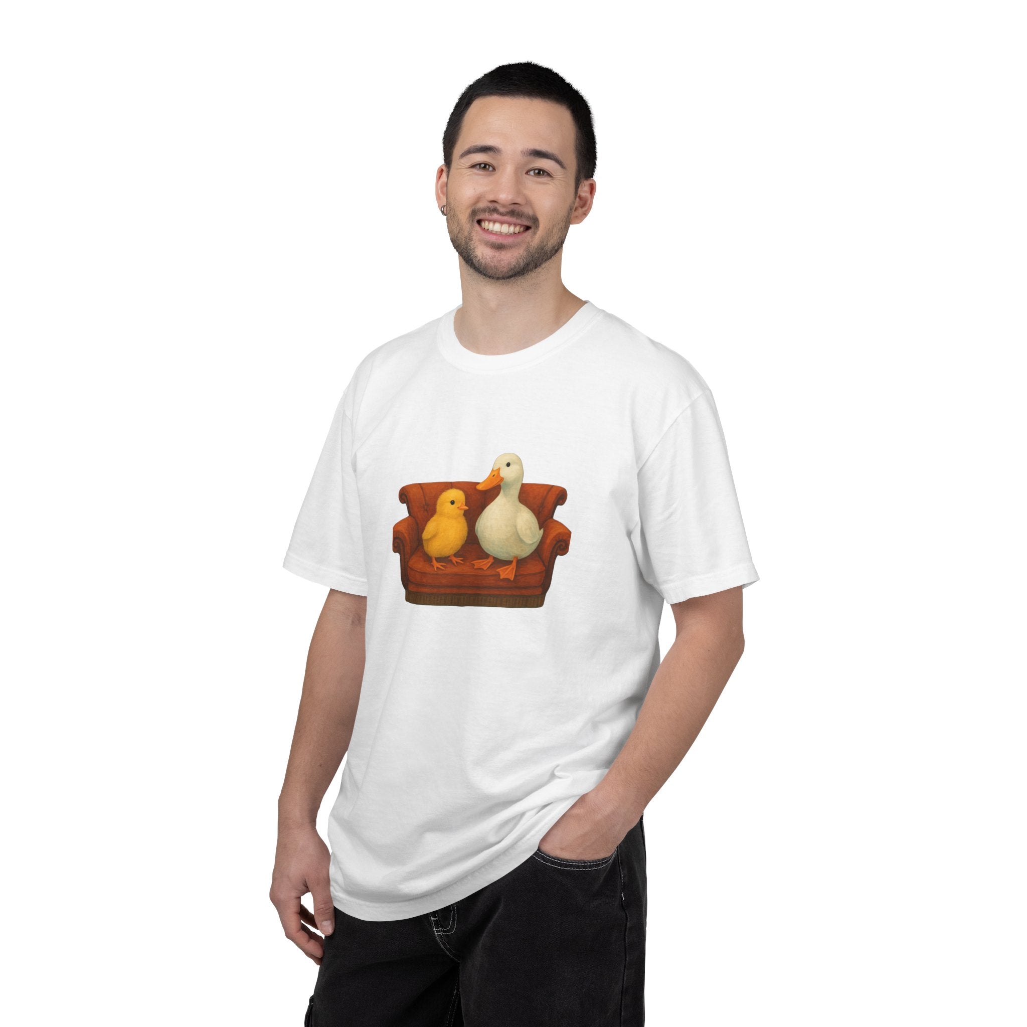 Duck and Chick on Couch T-Shirt | Cute Animal Illustration