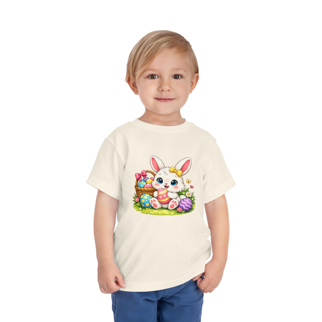 Easter Bunny Toddler Tee — Cute Baby Bunny with Easter Eggs