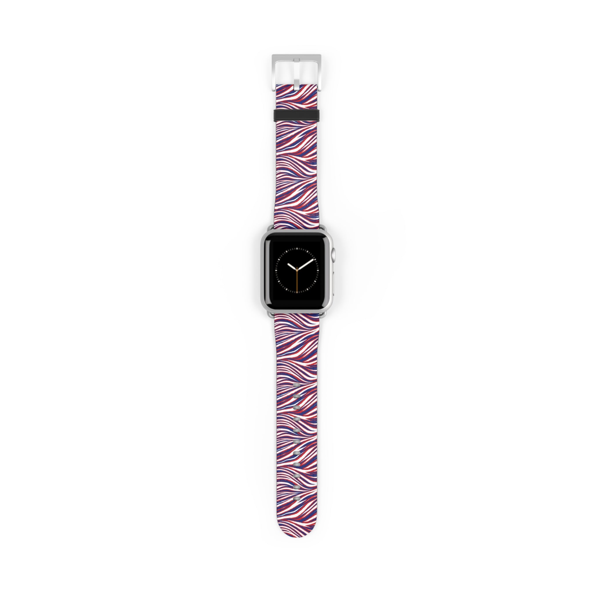 Wavy Red White Blue Pattern Watch Band — Abstract Striped Apple Watch Strap