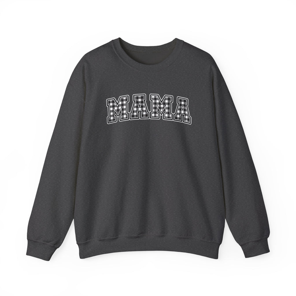 Mama Plaid Sweatshirt — "MAMA" Graphic Crewneck for Moms