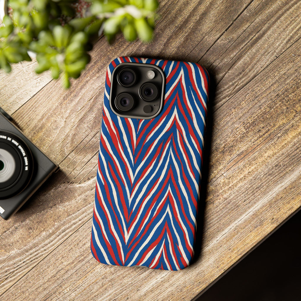 Red White Blue Zebra Stripe Tough Case | Patriotic Phone Cover