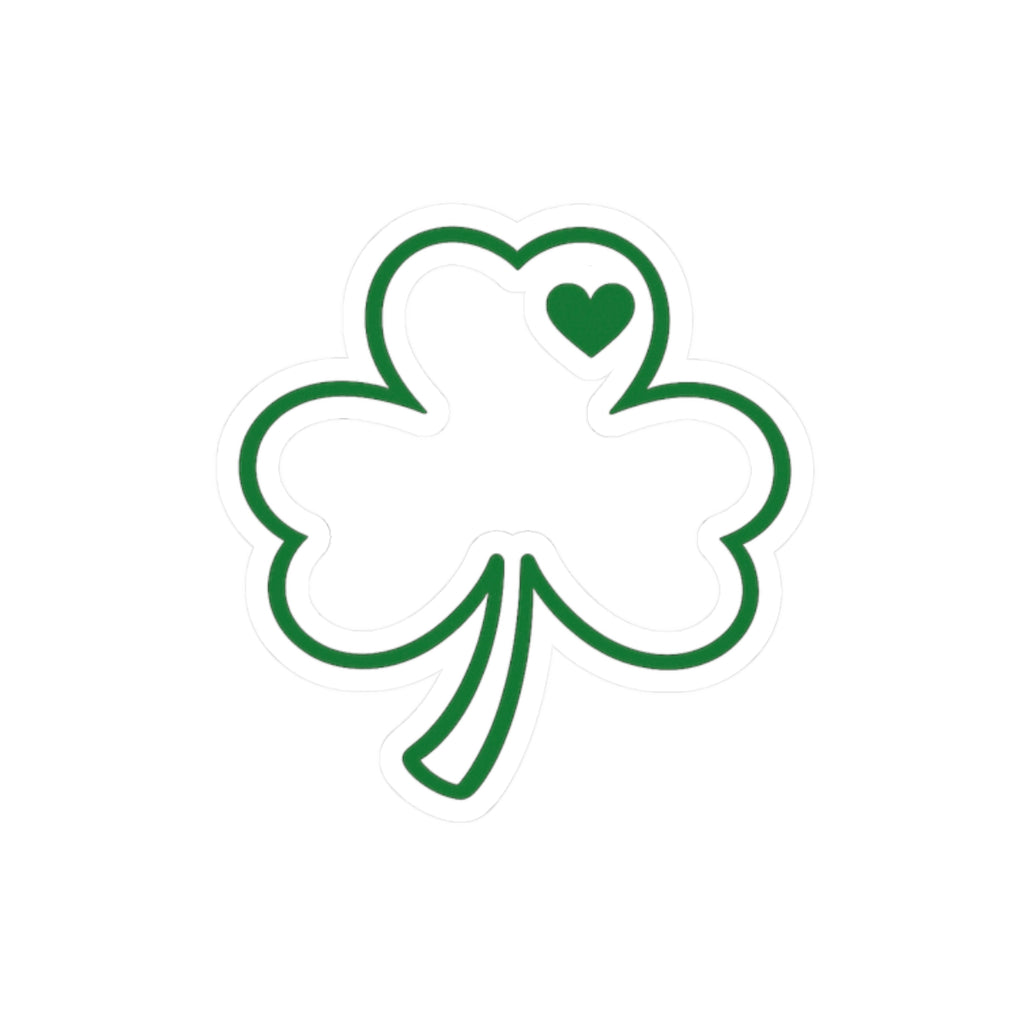 Green Shamrock Heart Sticker | Kiss-Cut Sticker