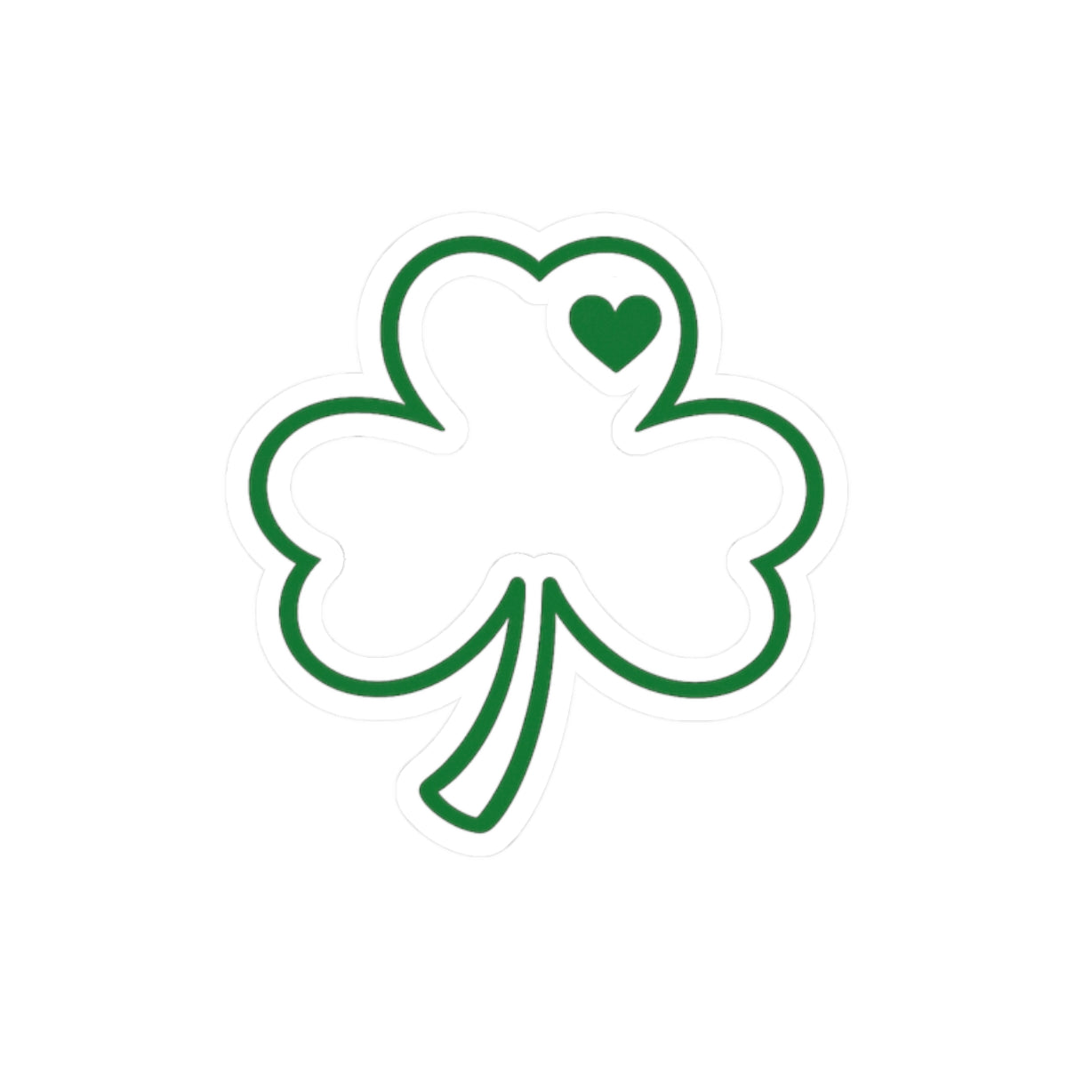 Green Shamrock Heart Sticker | Kiss-Cut Sticker