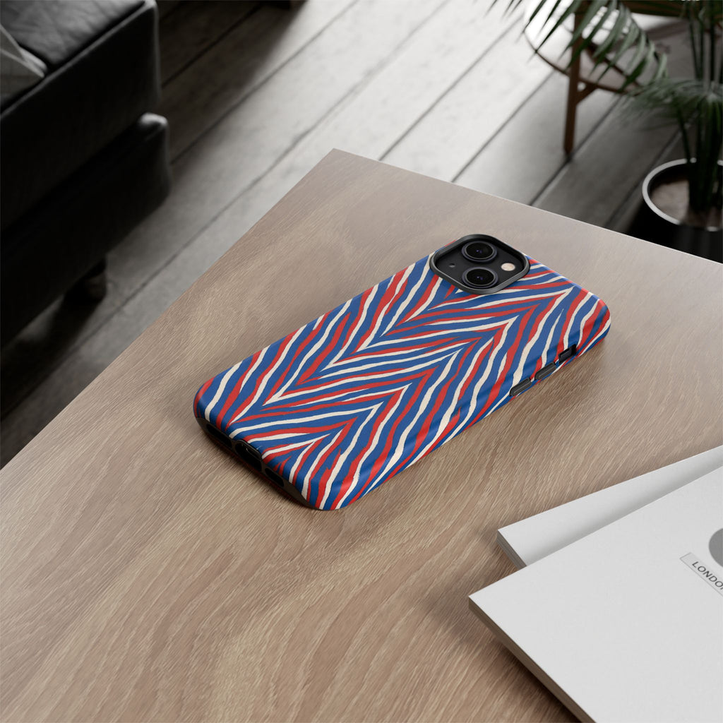 Red White Blue Zebra Stripe Tough Case | Patriotic Phone Cover
