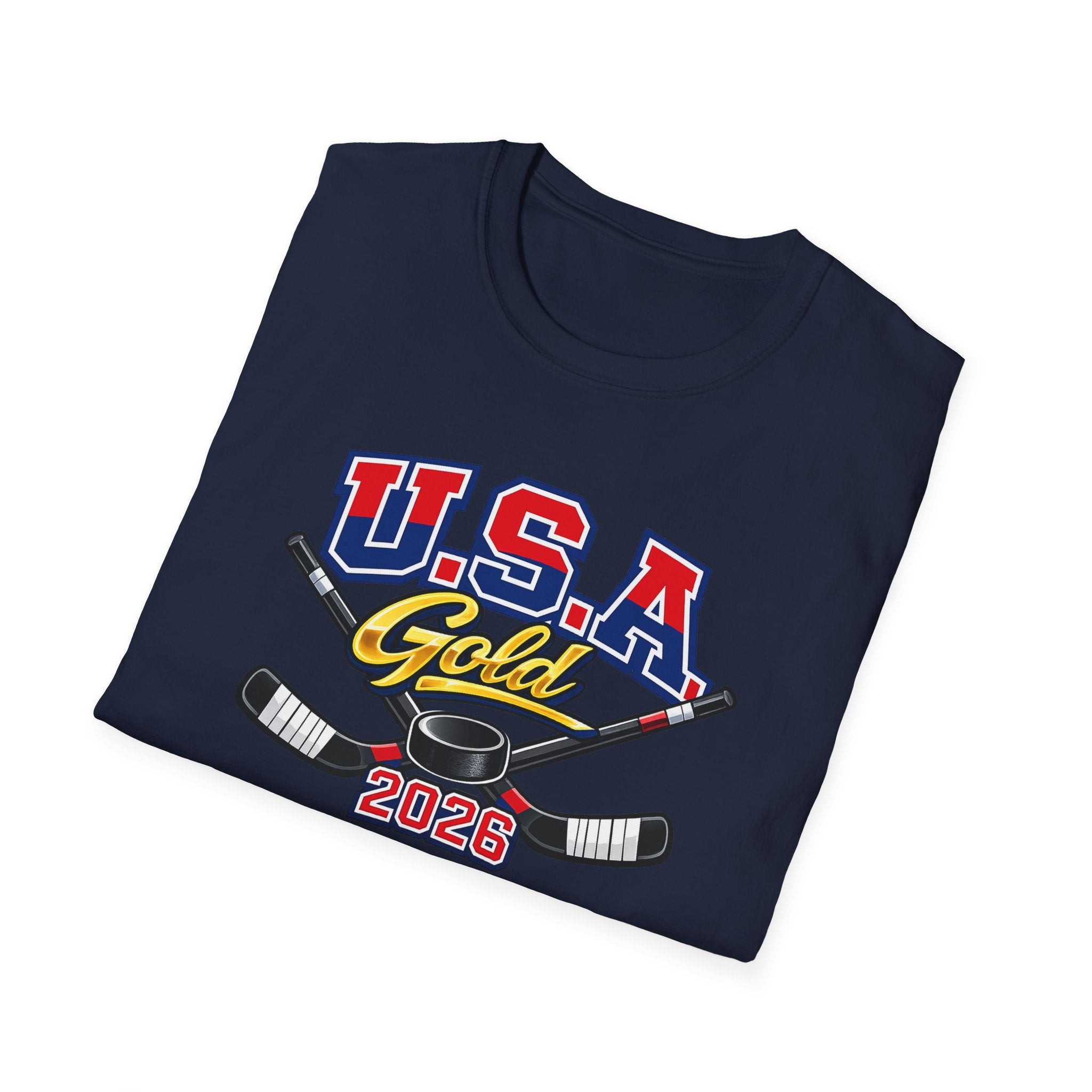 USA Gold 2026 Hockey T-Shirt — Patriotic Ice Hockey Tee