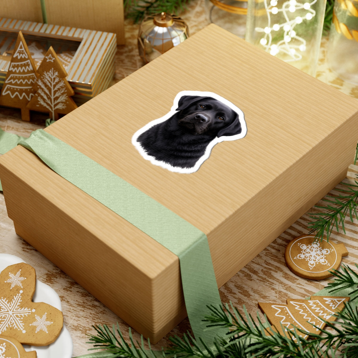 Black Labrador Retriever Portrait Sticker | Kiss-Cut Dog Sticker