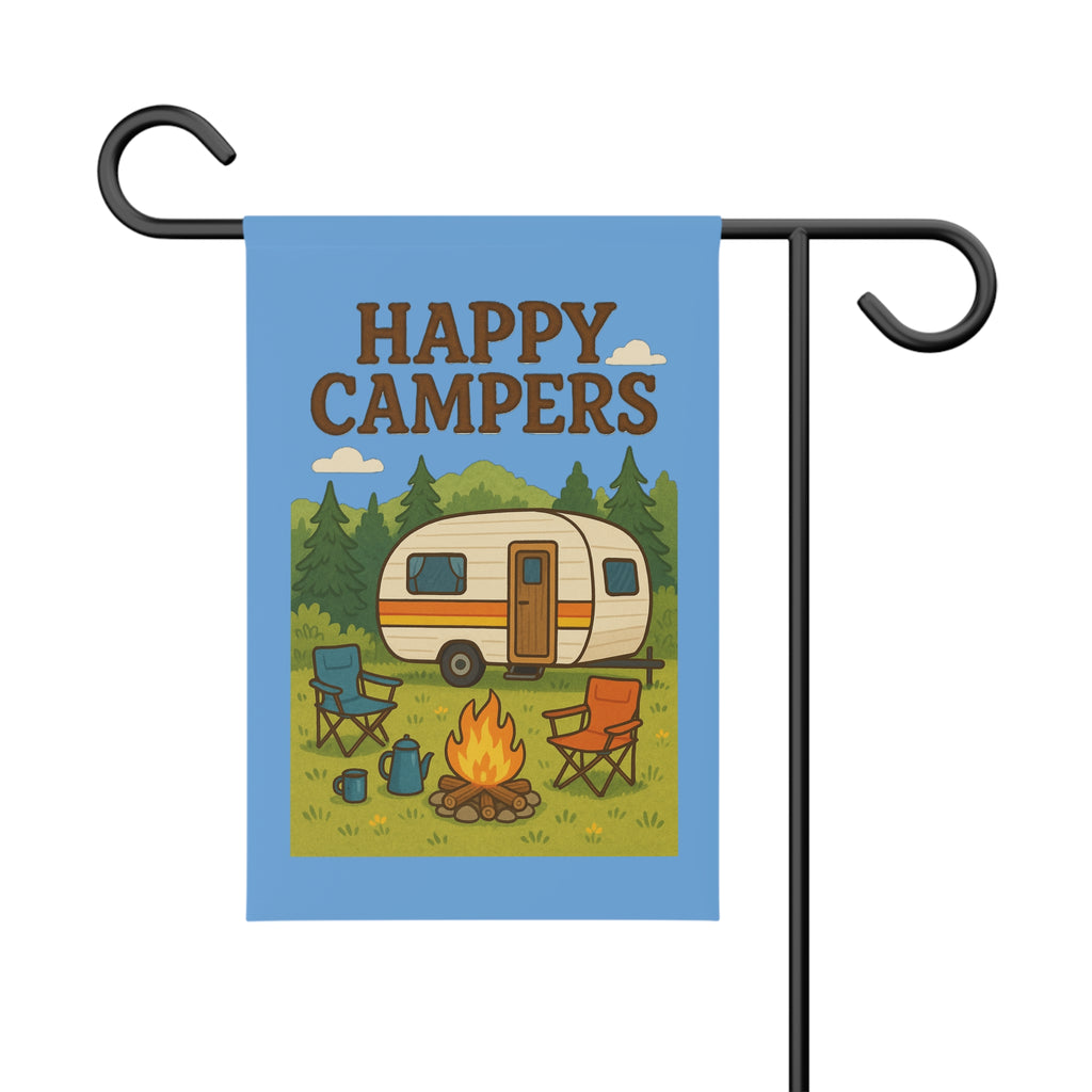 Happy Campers Garden Banner | Camping Camper Trailer Outdoor Yard Flag