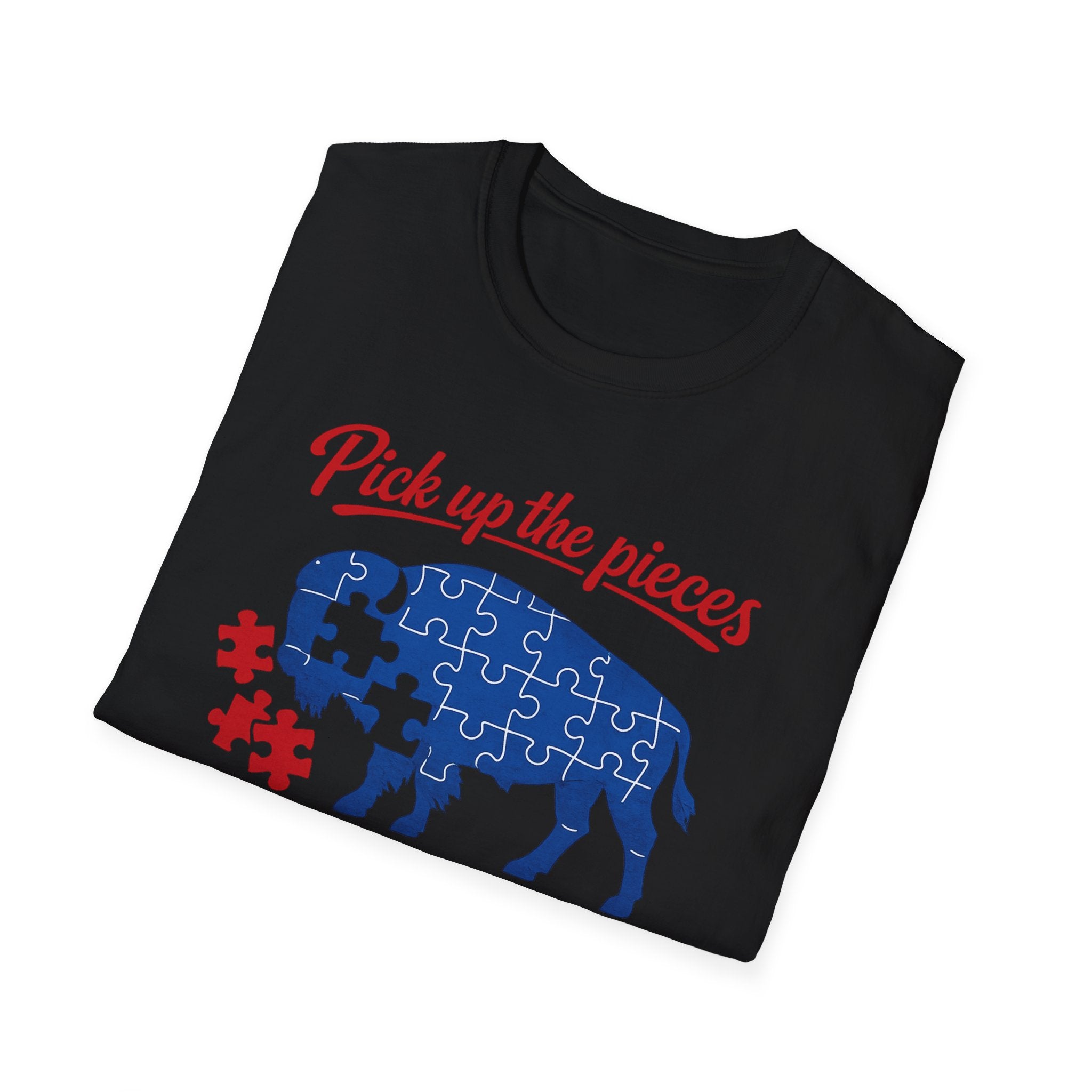 Buffalo Puzzle Piece design T-Shirt | Pick up the pieces, we put it back together again