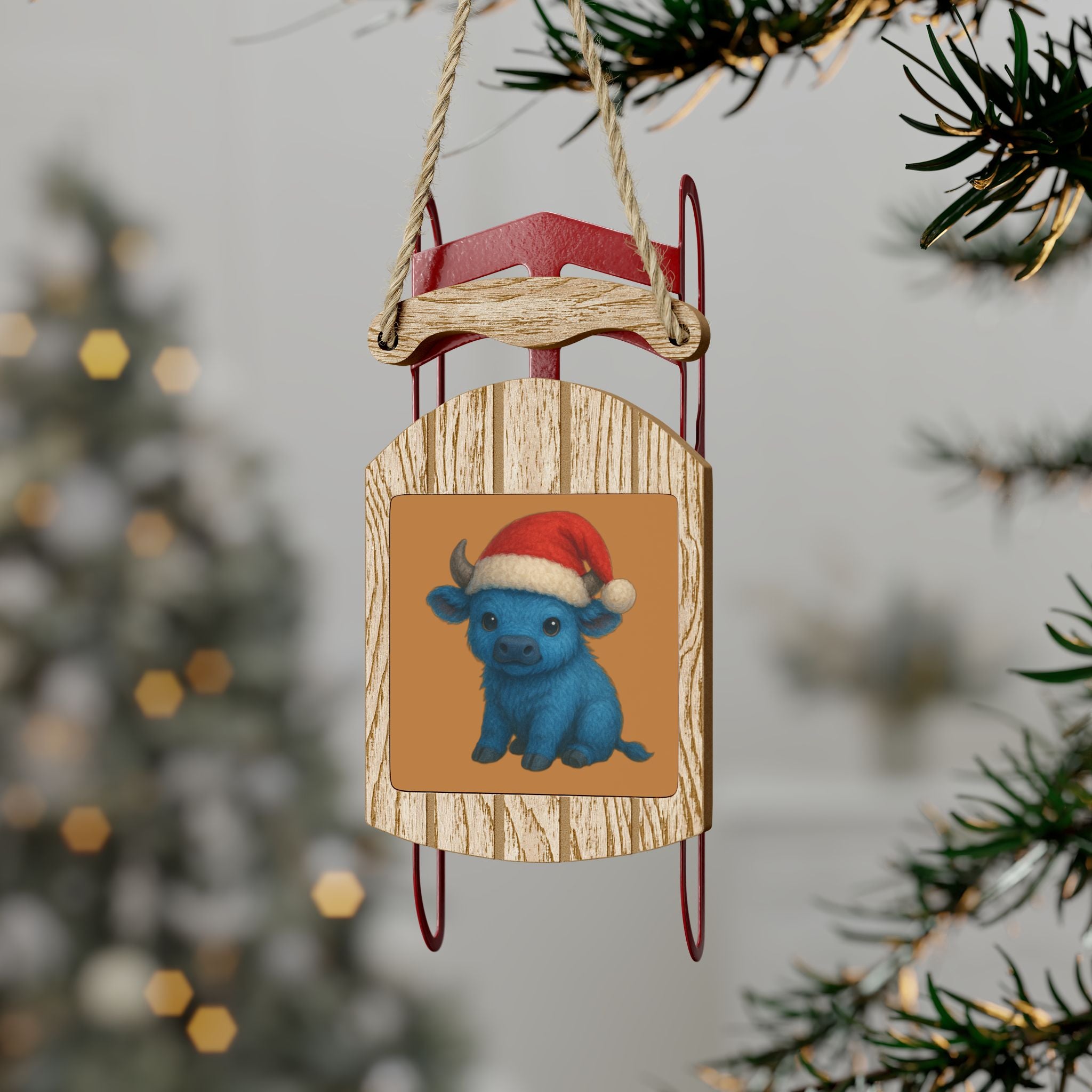 Baby Buffalo Sled Ornaments