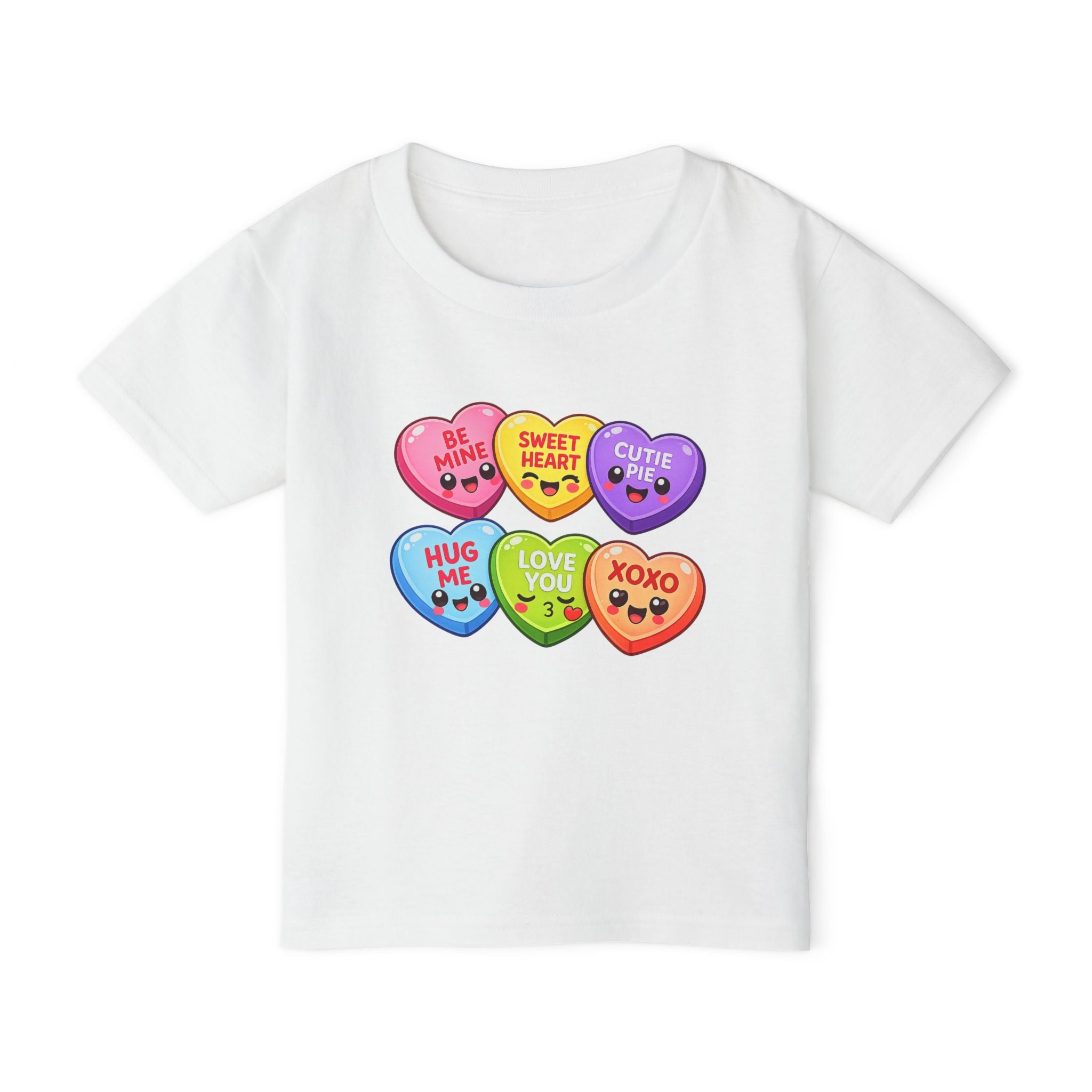 Candy Heart Characters Toddler T-shirt | Valentine Conversation Hearts Design