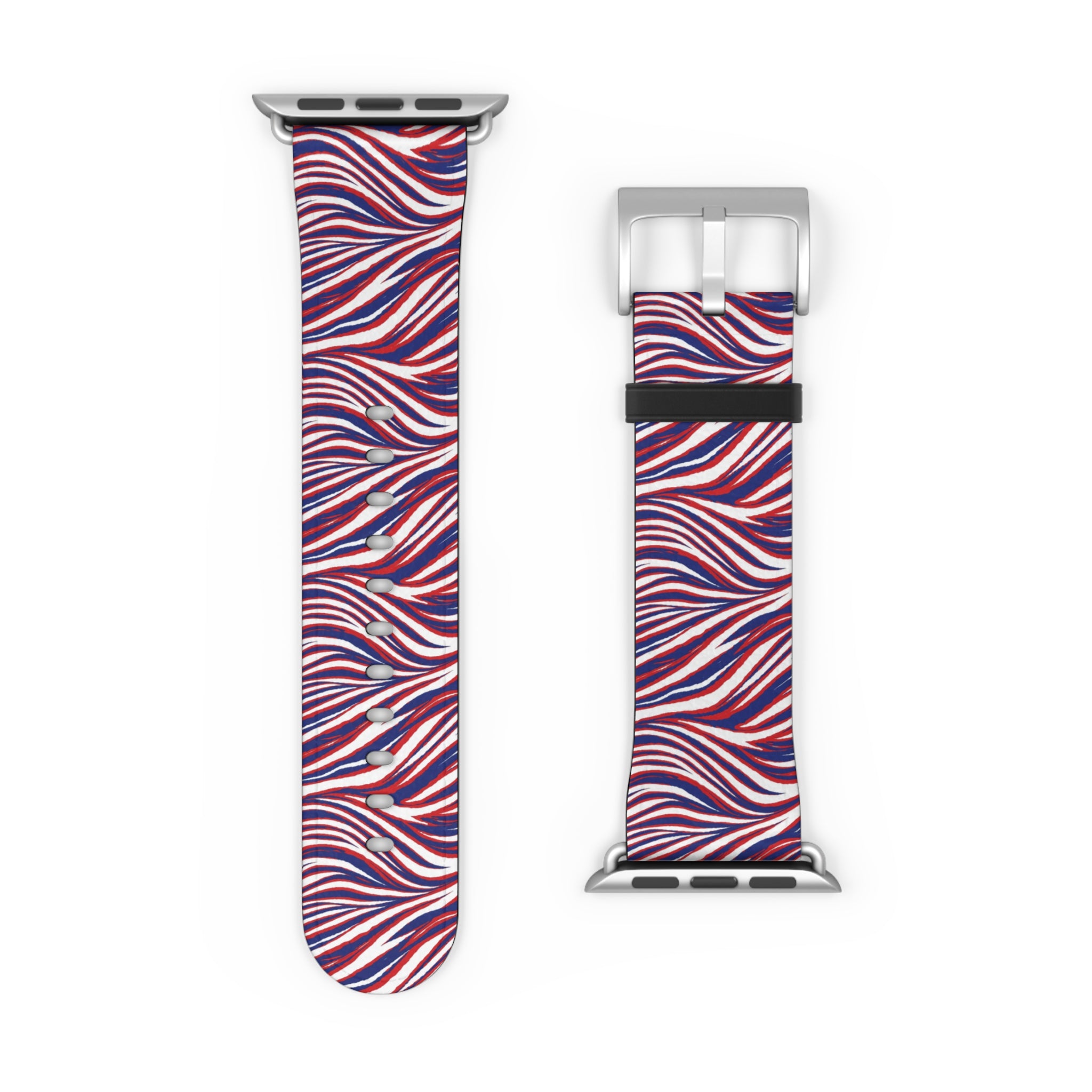 Wavy Red White Blue Pattern Watch Band — Abstract Striped Apple Watch Strap