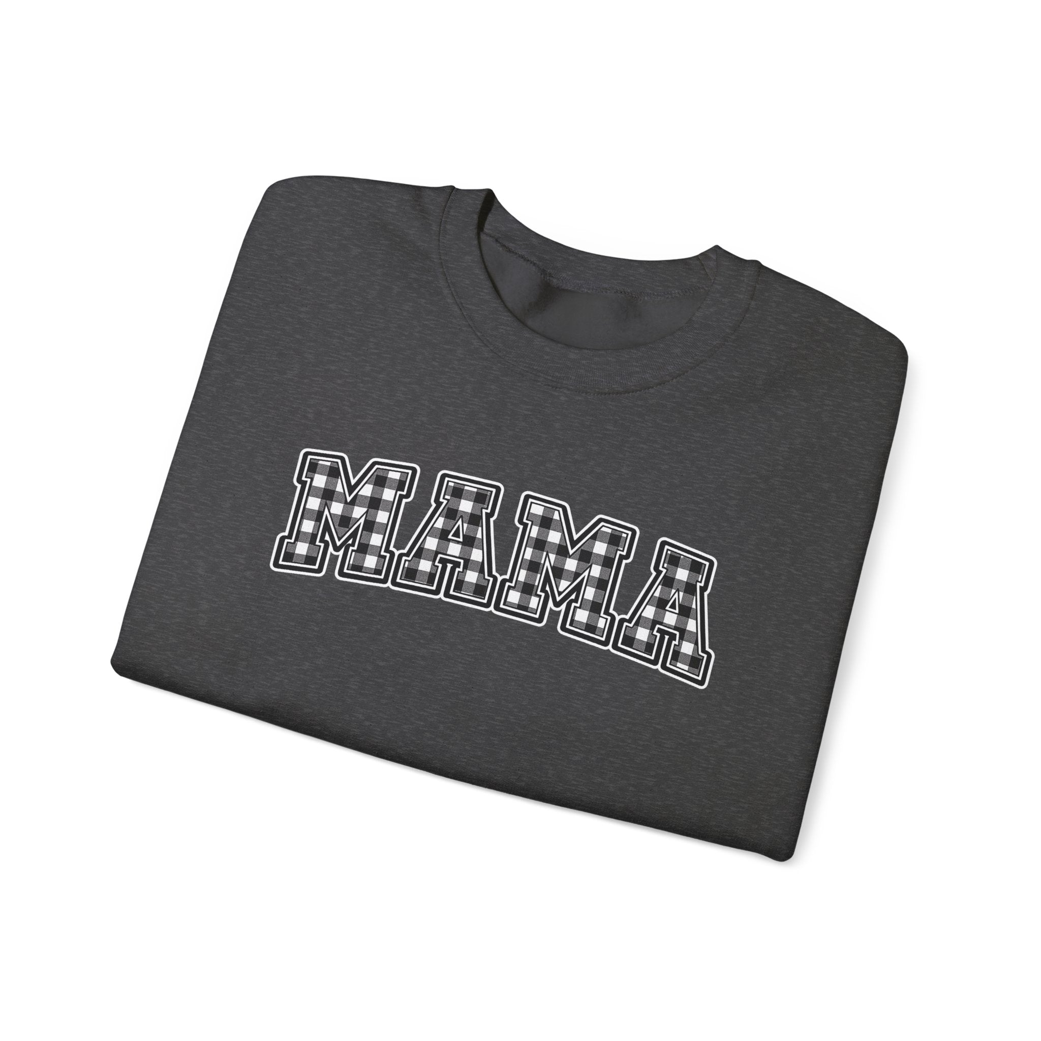Mama Plaid Sweatshirt — "MAMA" Graphic Crewneck for Moms