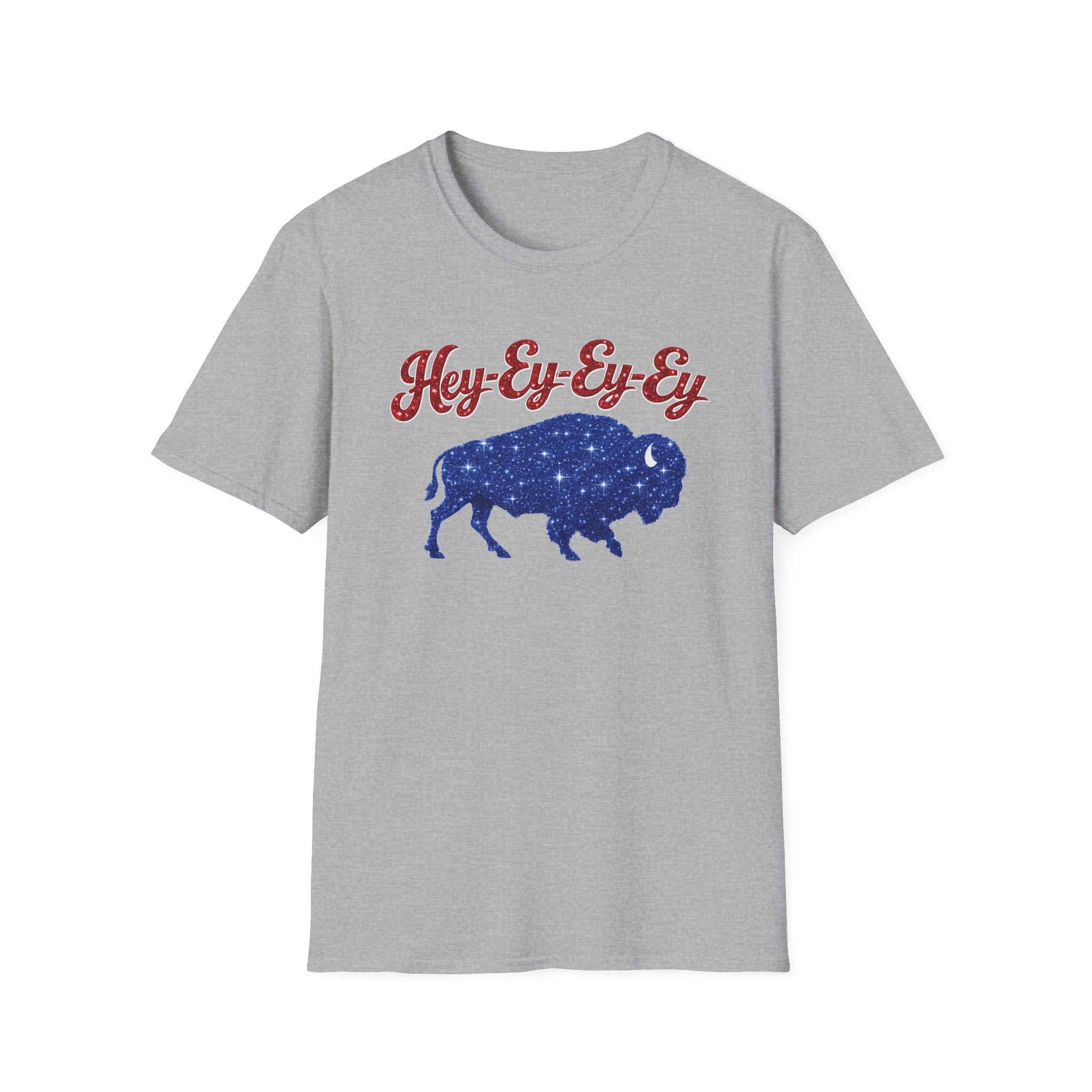 Hey Ey Ey Ey Buffalo T-Shirt | Blue Buffalo Silhouette, Retro Script