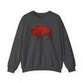 Red Glitter Buffalo Sweatshirt | Rustic Buffalo Silhouette, Western Farm