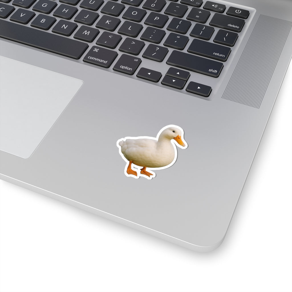 White Duck Kiss-Cut Sticker | Cute Duck Laptop Decal, Farm Animal Vinyl